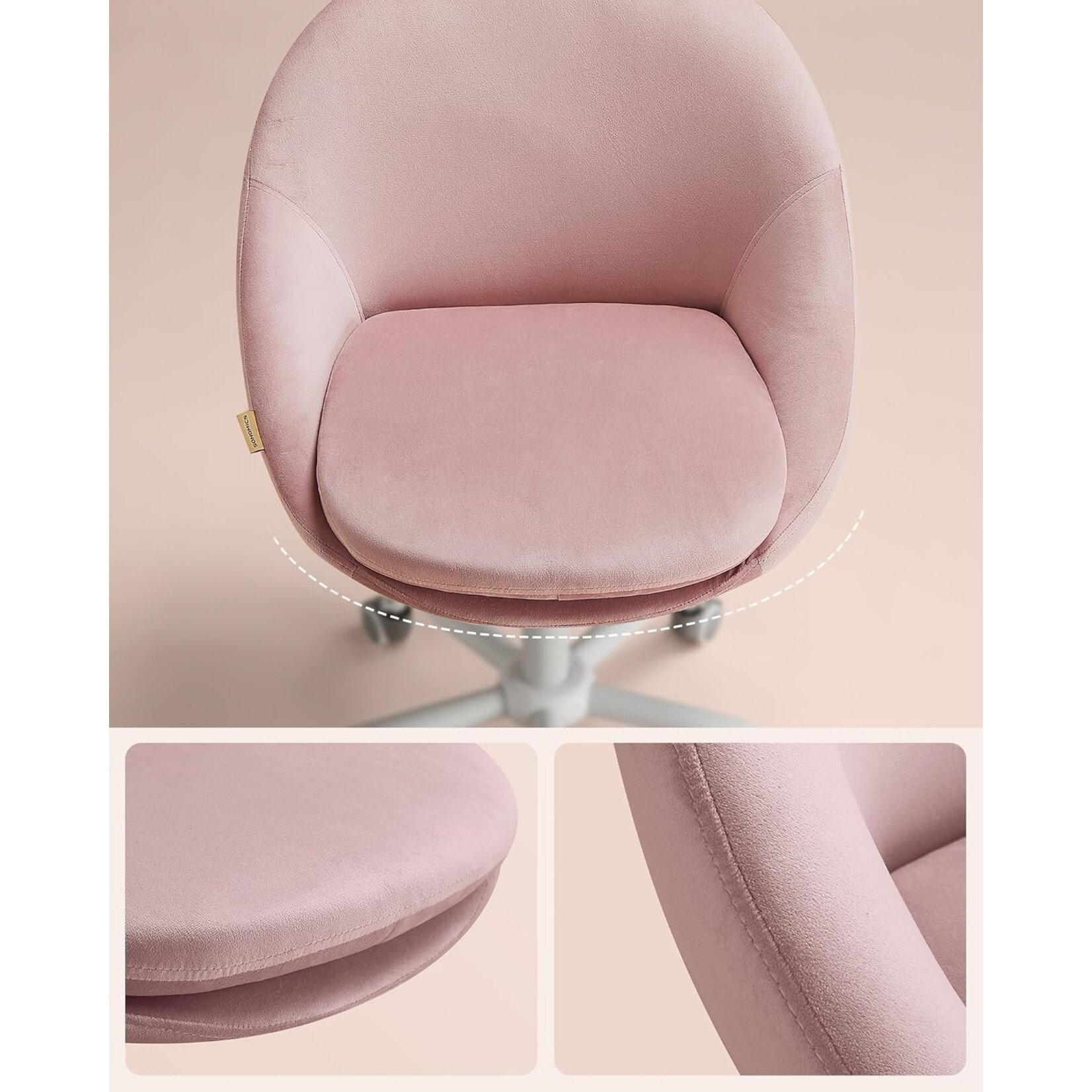 Bobbel Home Bobbel Home Velvet Bureaustoel Roze – Comfortabele Draaistoel met Luxe Fluweel