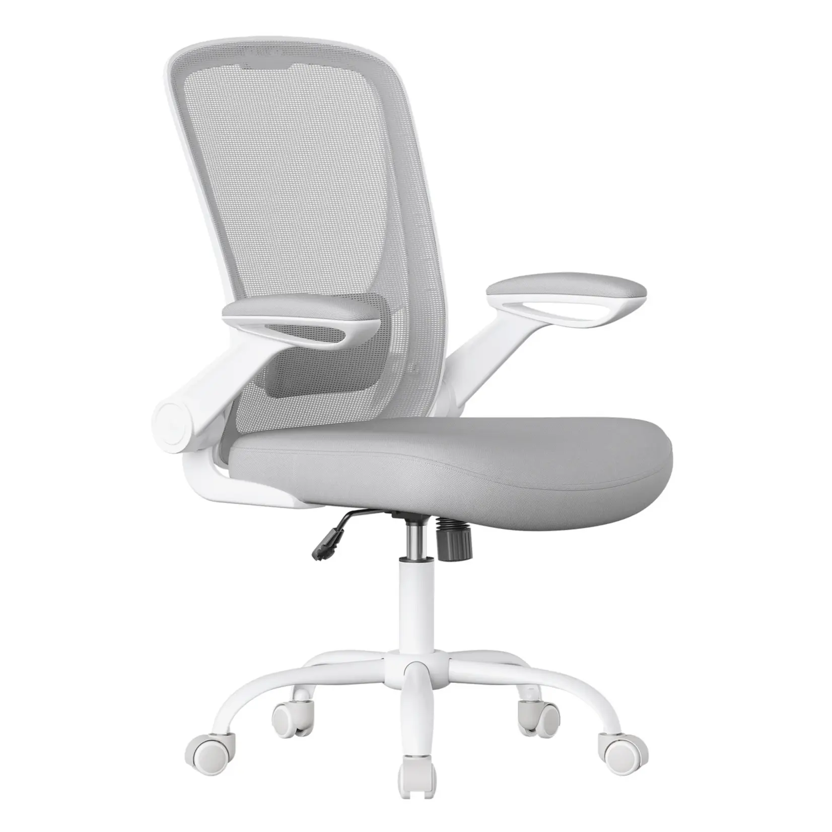 Bobbel Home Bureaustoel – Ergonomisch – Met Gaas – 53 cm Zitting – Lichtgrijs – Stevige Rugsteun