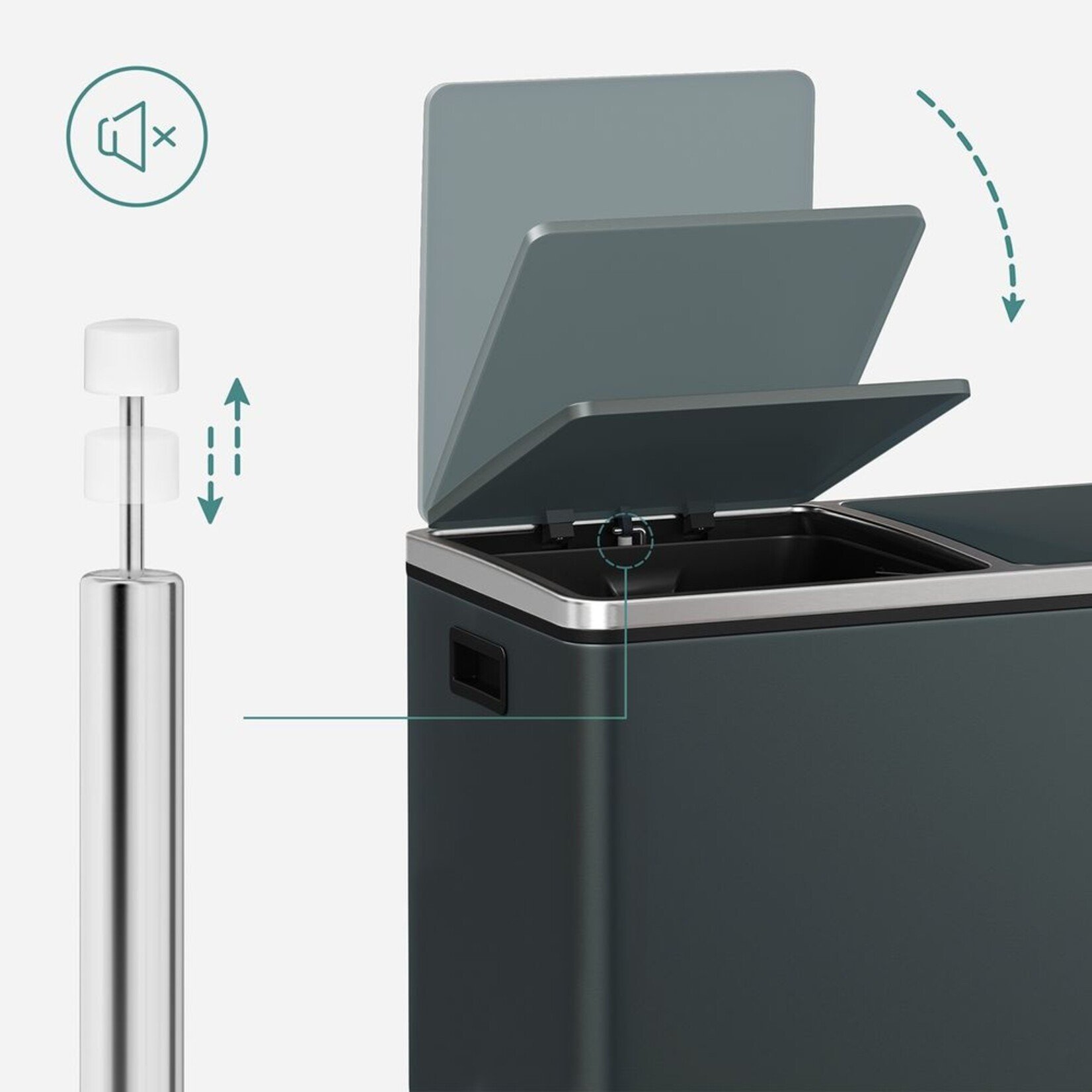 Bobbel Home Bobbel Home Waste Bin for Waste Separation,  30 litres - Waste Bins - Pedal Bin - Smoke Grey