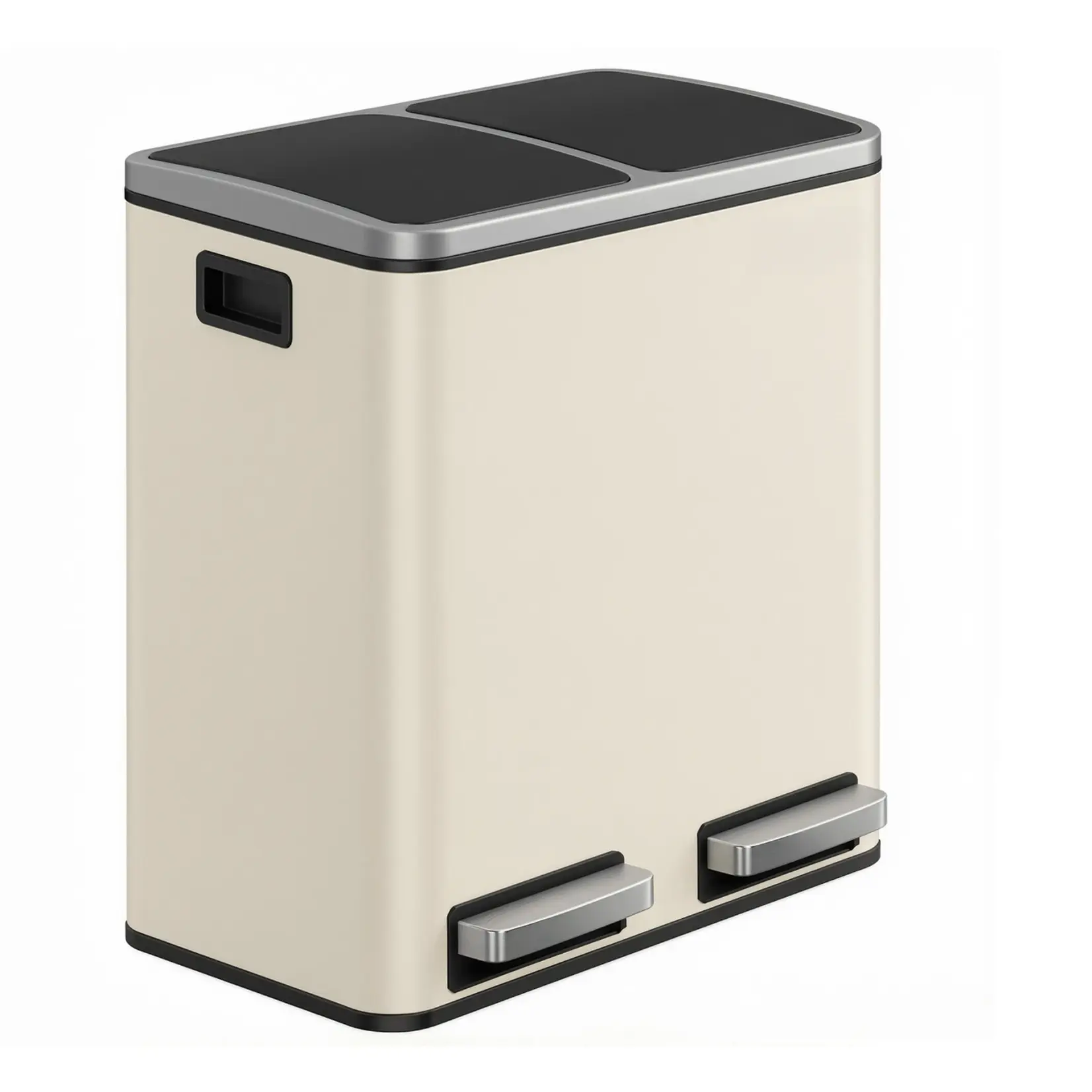 Bobbel Home Bobbel Home Prullenbak Afvalscheiding 30 Liter - Prullenbakken - Pedaalemmer - Beige & Zwart