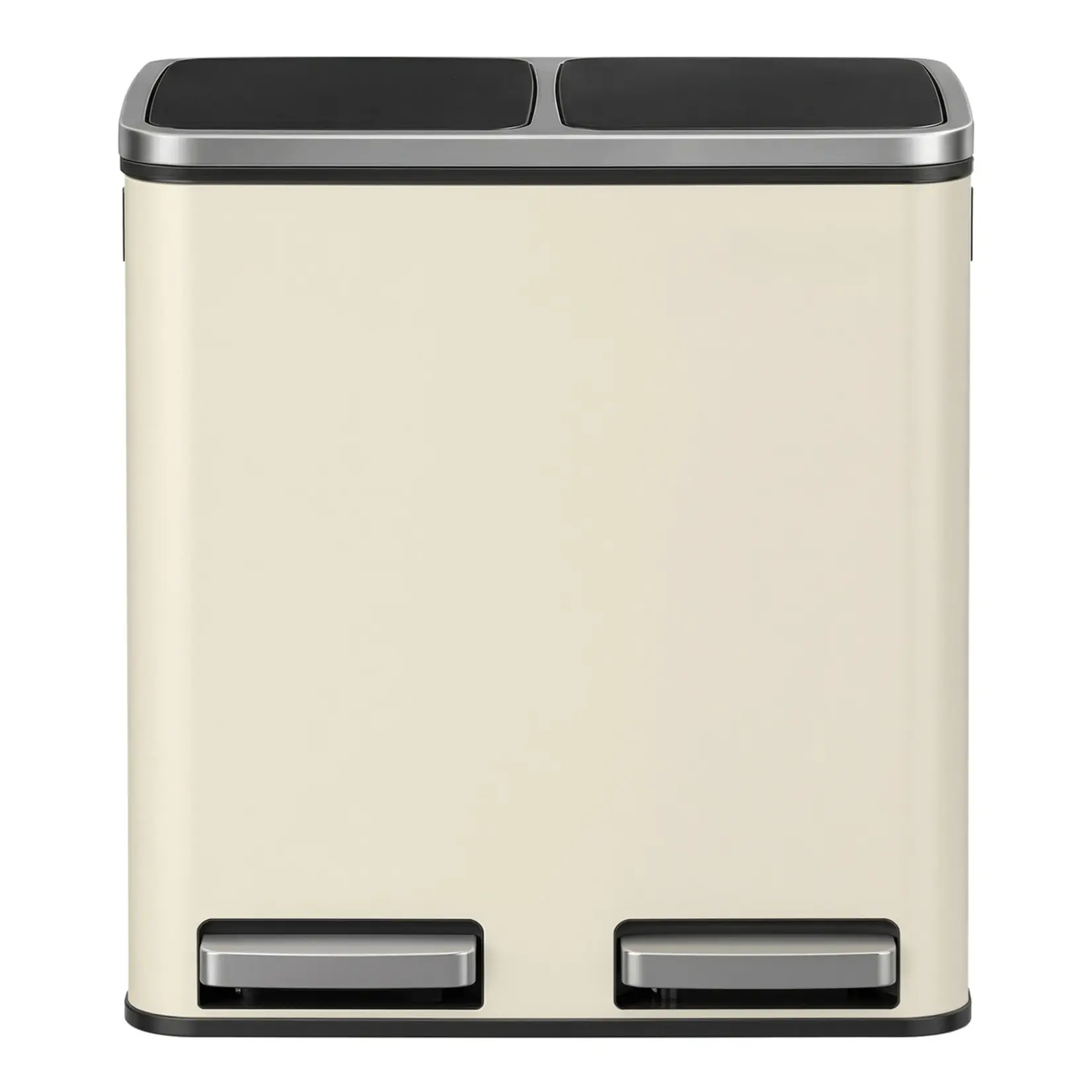 Bobbel Home Prullenbak Afvalscheiding 30 Liter - Prullenbakken - Pedaalemmer - Beige & Zwart