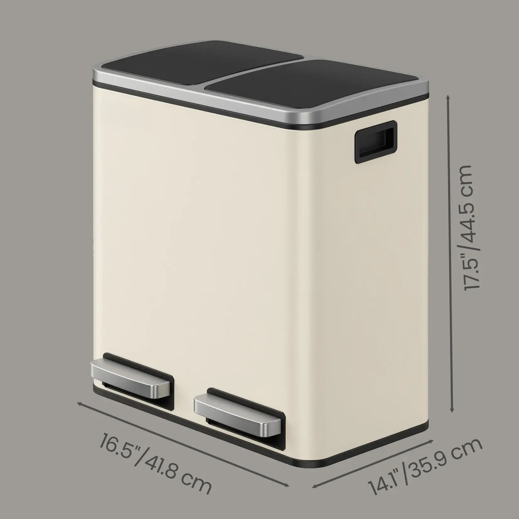 Bobbel Home 30-litre Recycling Bin - Bins - Pedal Bin - Beige & Black