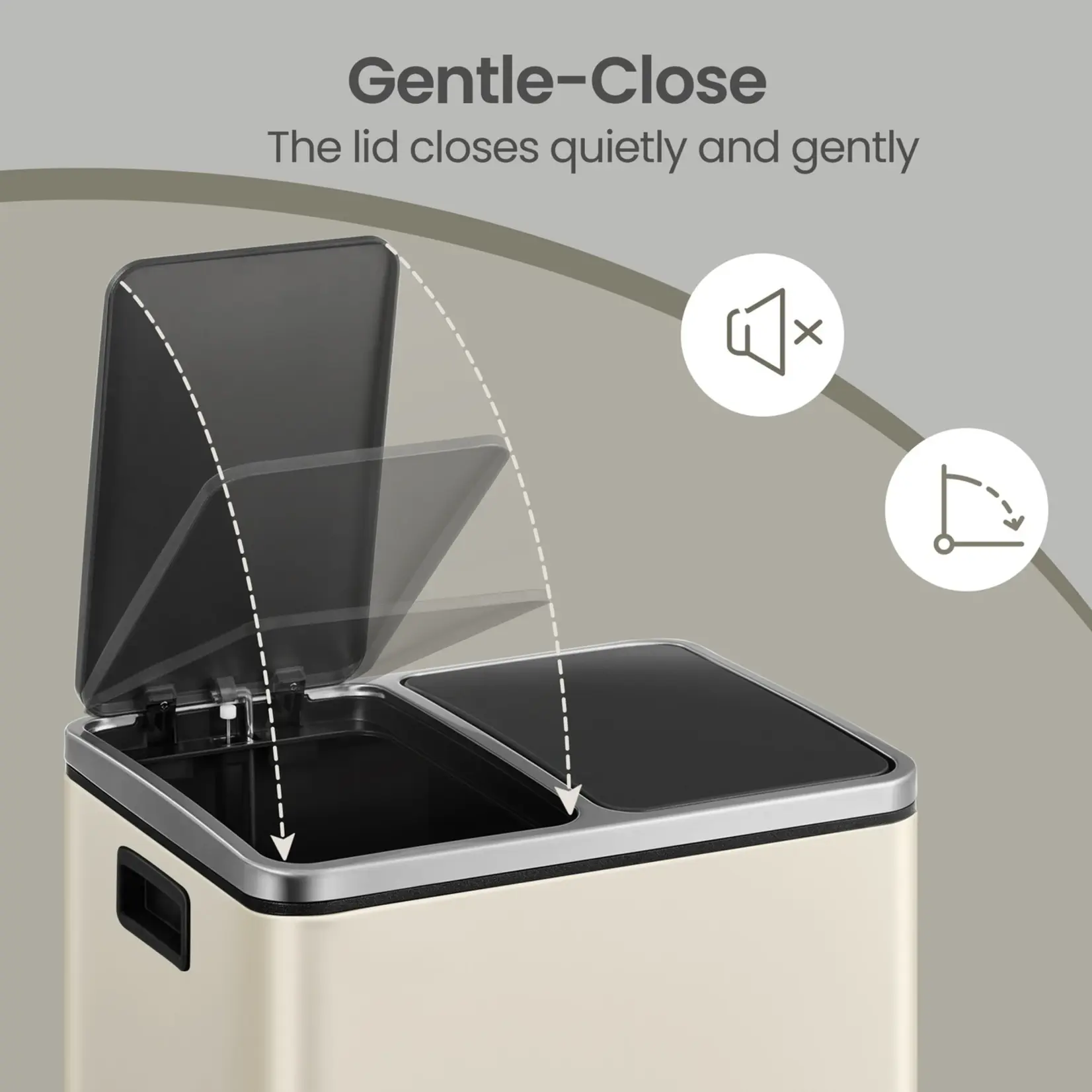 Bobbel Home Bobbel Home 30-litre Recycling Bin - Bins - Pedal Bin - Beige & Black