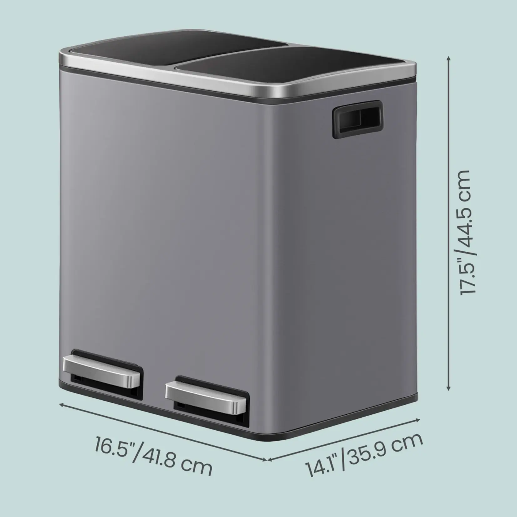 Bobbel Home Bobbel Home 30-litre Recycling Bin - Bins - Pedal Bin - Slate Grey