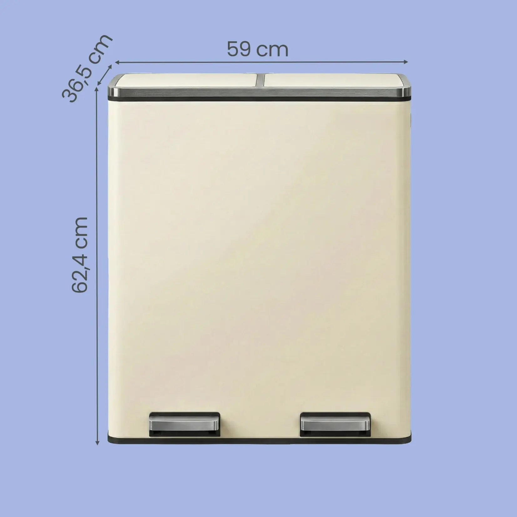 Bobbel Home 60-litre Recycling Bin - Bins - Pedal Bin - Creamy white