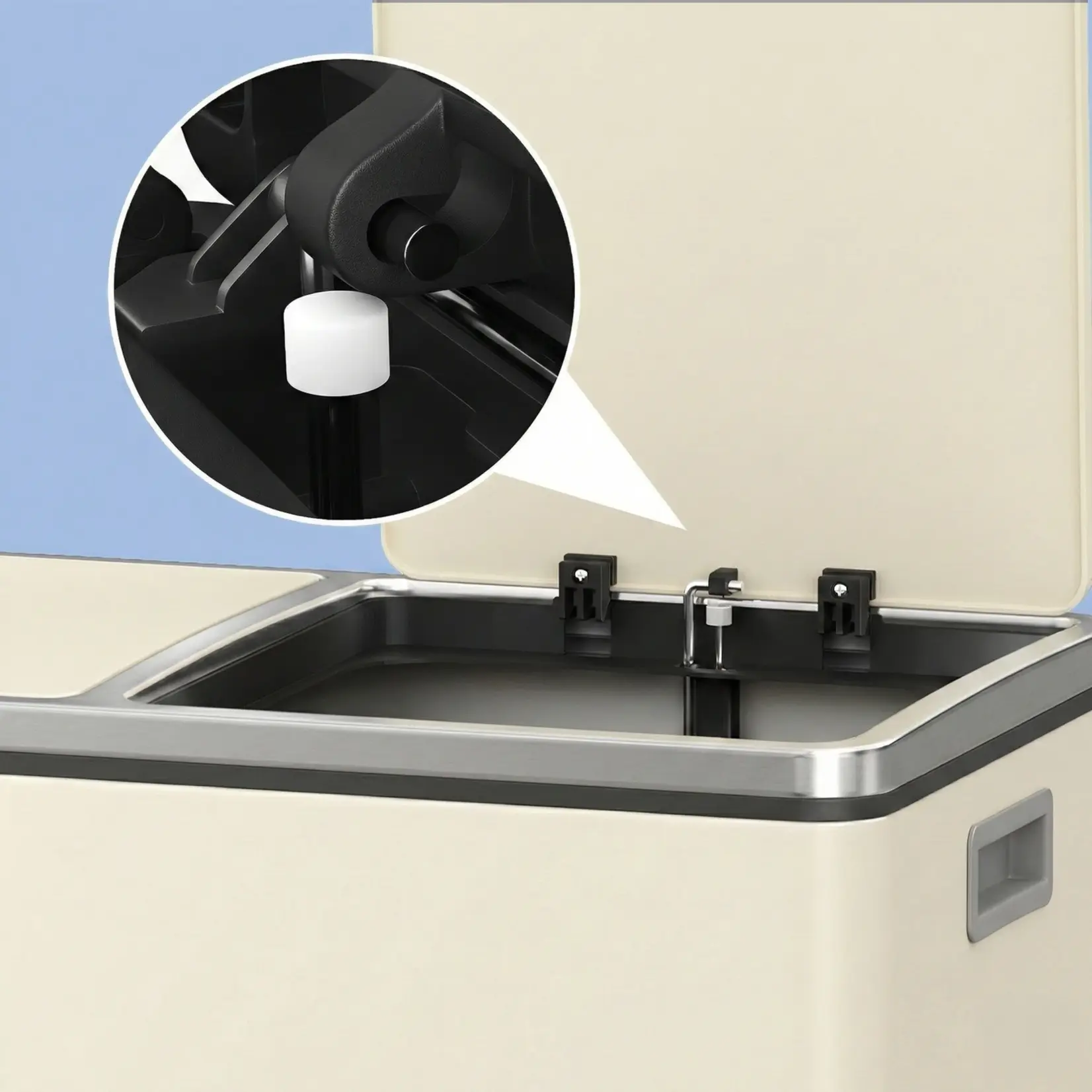 Bobbel Home Prullenbak Afvalscheiding 60 Liter - Prullenbakken - Pedaalemmer - Romig wit