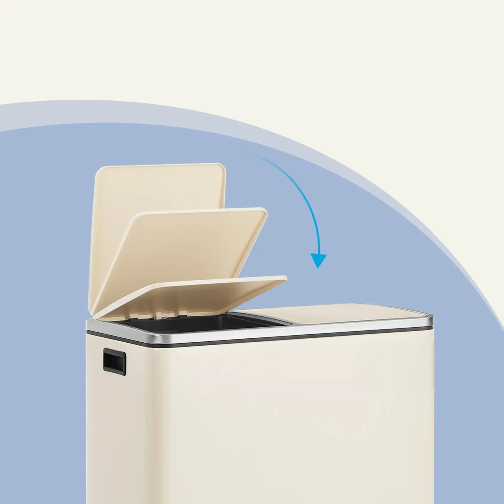 Bobbel Home Prullenbak Afvalscheiding 60 Liter - Prullenbakken - Pedaalemmer - Romig wit