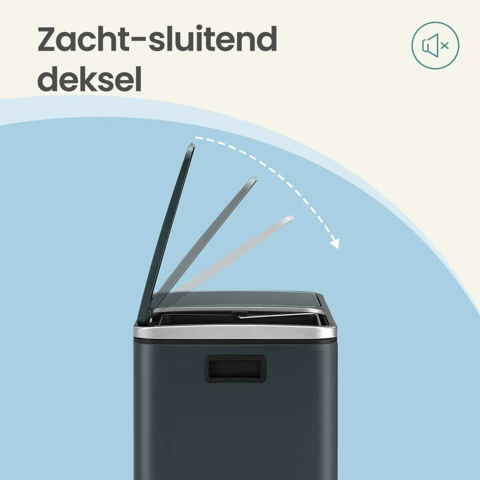 Bobbel Home Bobbel Home Prullenbak Afvalscheiding 60 Liter - Prullenbakken - Pedaalemmer - Groenachtig grijs