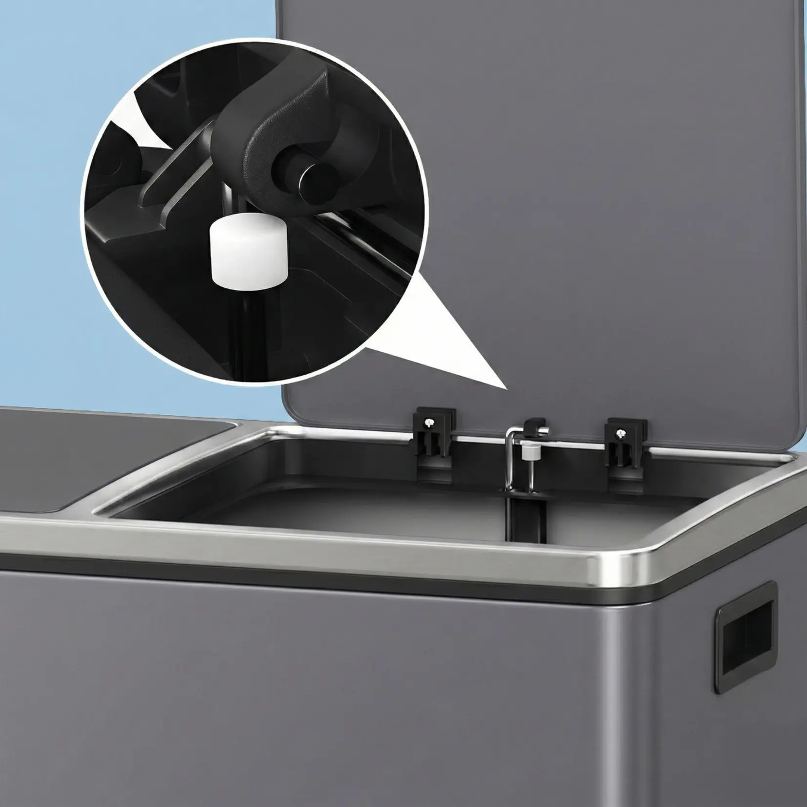 Bobbel Home Bobbel Home Prullenbak Afvalscheiding 60 Liter - Prullenbakken - Pedaalemmer - Mat Grijs