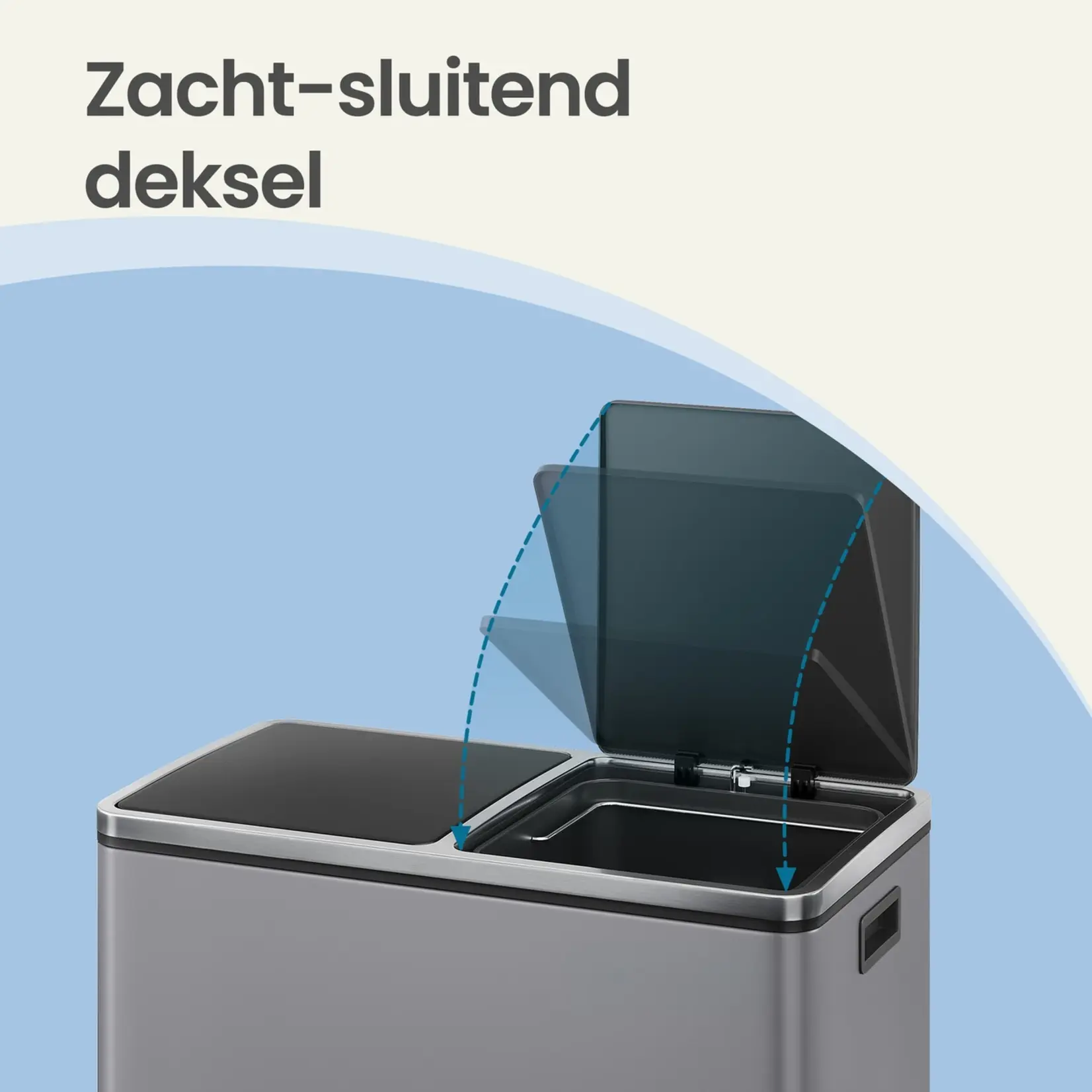 Bobbel Home Prullenbak Afvalscheiding 60 Liter - Prullenbakken - Pedaalemmer - Mat Grijs