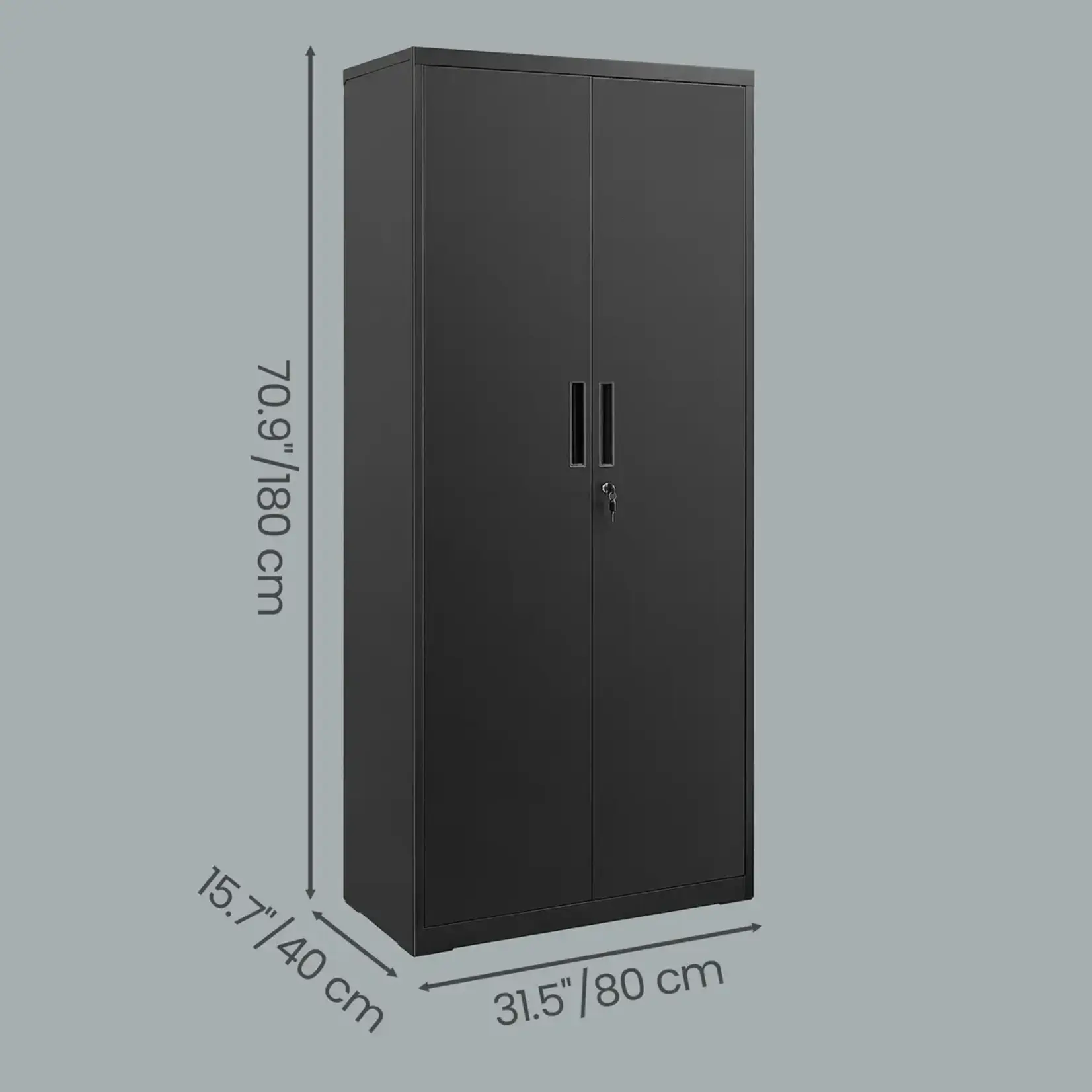 Bobbel Home Bobbel Home 5-Drawer Filing Cabinet – Multifunctional Cabinet – Steel Storage Cabinet – Double Doors – Black