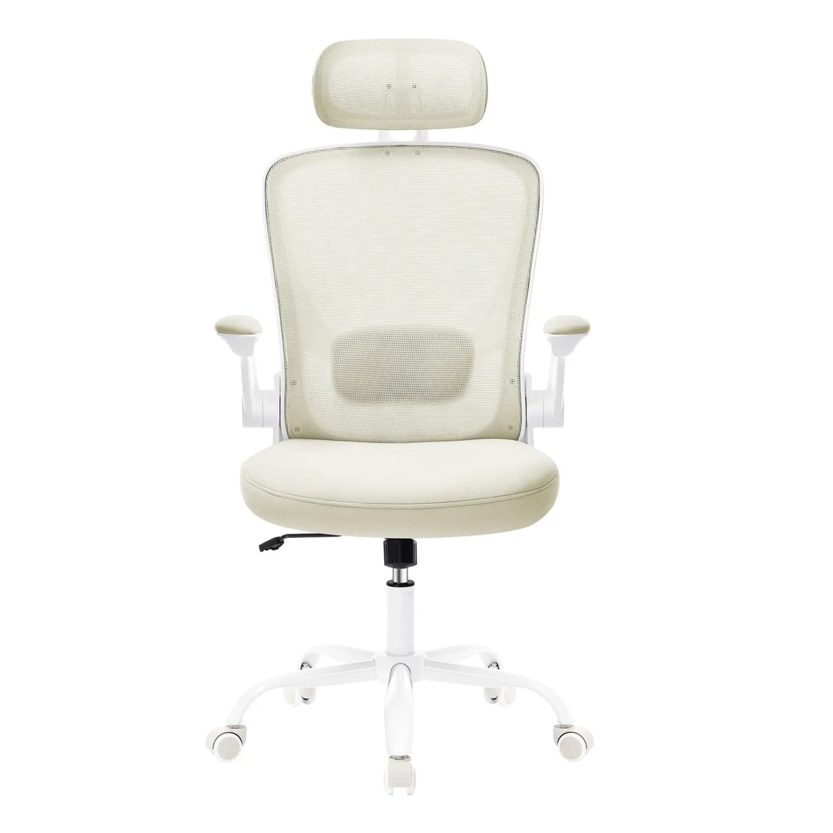 Bobbel Home Ergonomic Office Chair – Padded Lumbar Support – Tilt Function – Seat Height 53 cm – Fold-up Armrests – Cappuccino Beige
