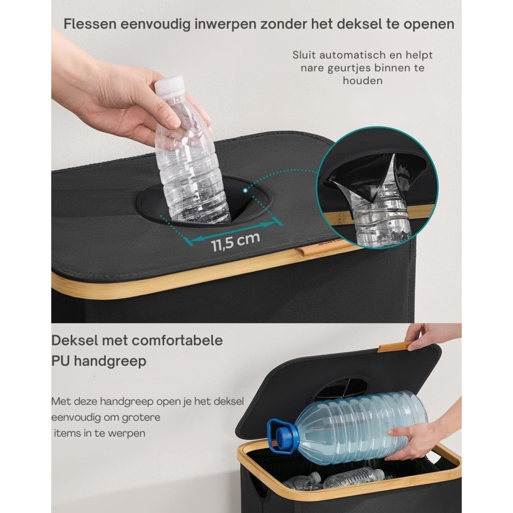Bobbel Home Deposit Container – Empty Bottle Collection Bin – Deposit Bottle Bin – Empty Can Bin – Black – 95 Litres