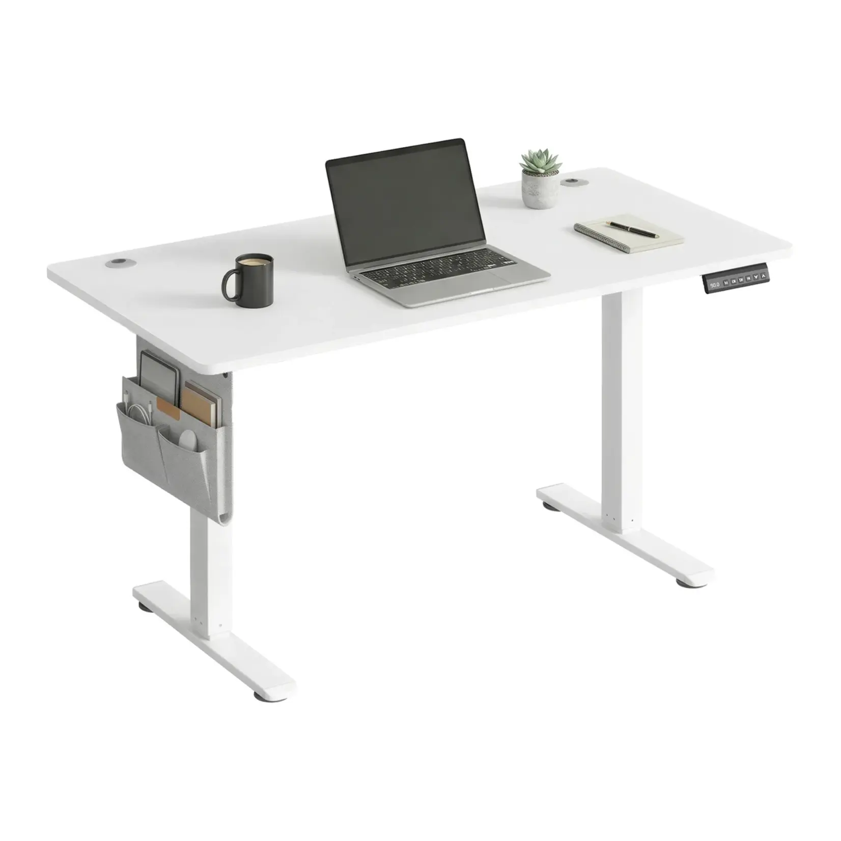 Bobbel Home Bobbel Home Electric desk – Standing desk – Height-adjustable desk – Chipboard and steel – 60 cm x 140 cm x (72–120 cm) – Cloud white