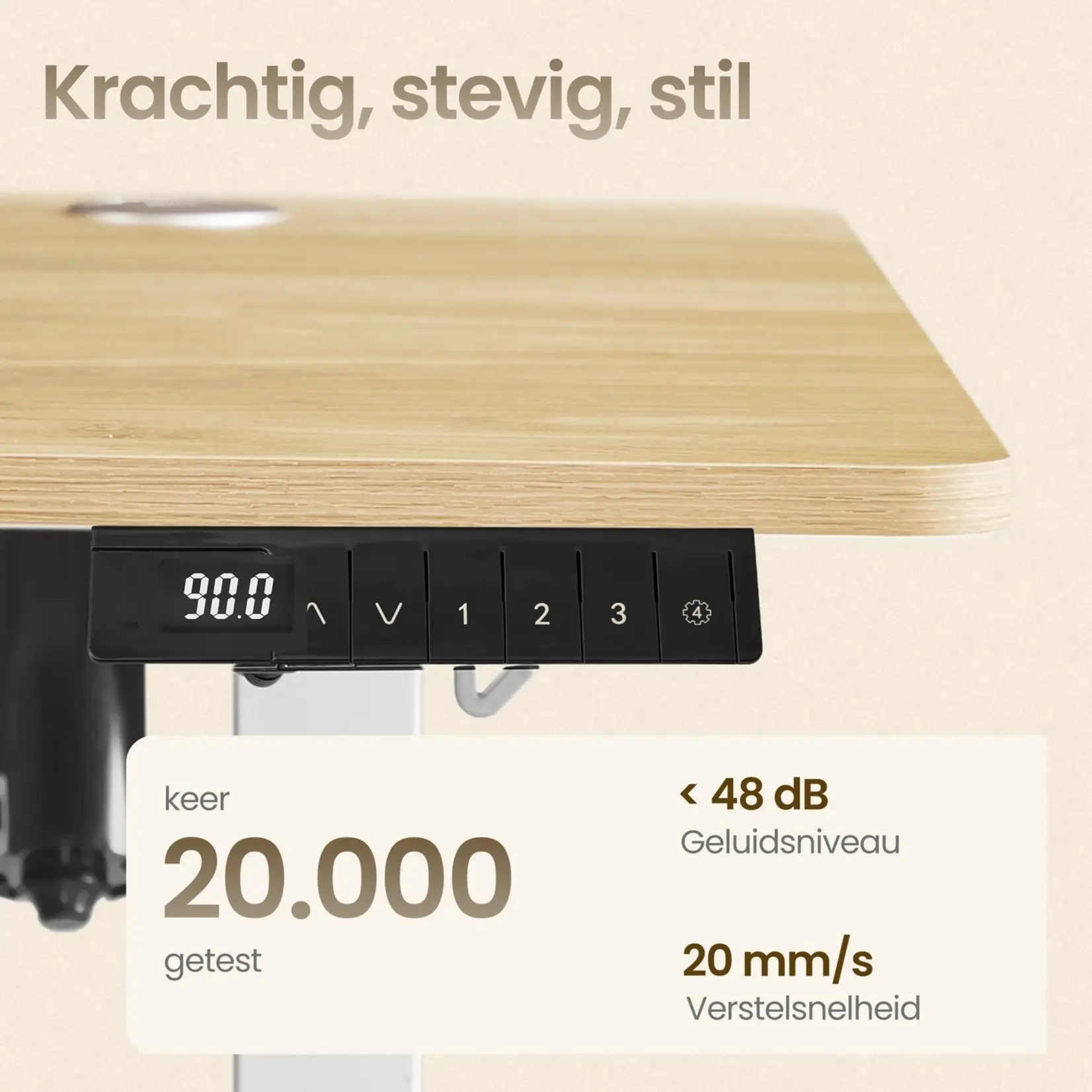 Bobbel Home Bobbel Home Electric standing desk – Adjustable desk – Sit-stand desk – Chipboard with steel frame – Pastel yellow with white base – 60 cm x 120 cm x (72–120) cm