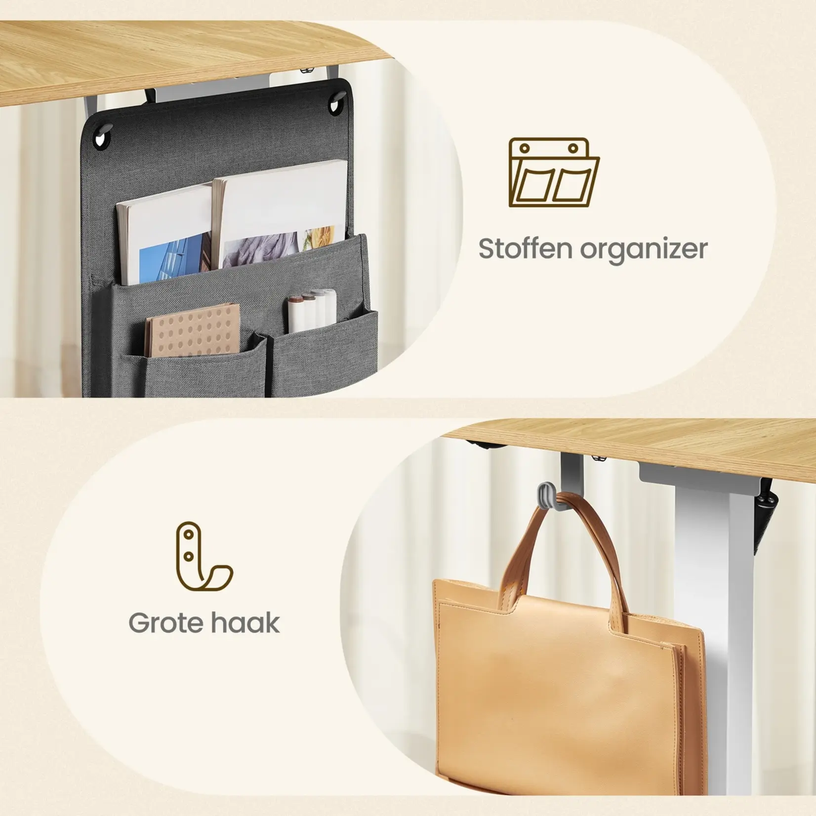 Bobbel Home Bobbel Home Electric standing desk – Adjustable desk – Sit-stand desk – Chipboard with steel frame – Pastel yellow with white base – 60 cm x 120 cm x (72–120) cm