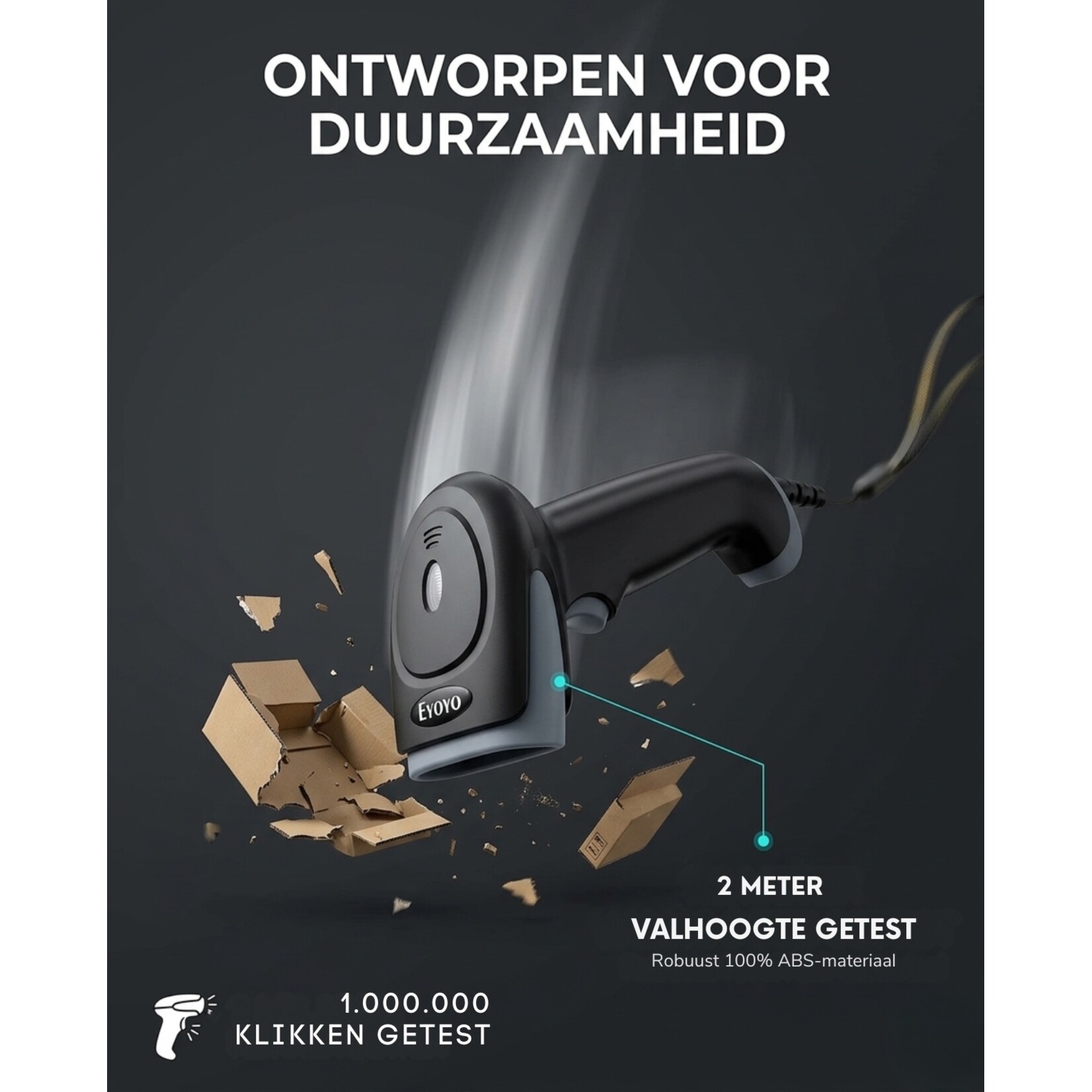 Dutch Wanted Dutch Wanted Eyoyo - Handheld scanner - Barcode scanner - Handheld scanner - Professional scanner - QR code scanner - EAN and QR codes