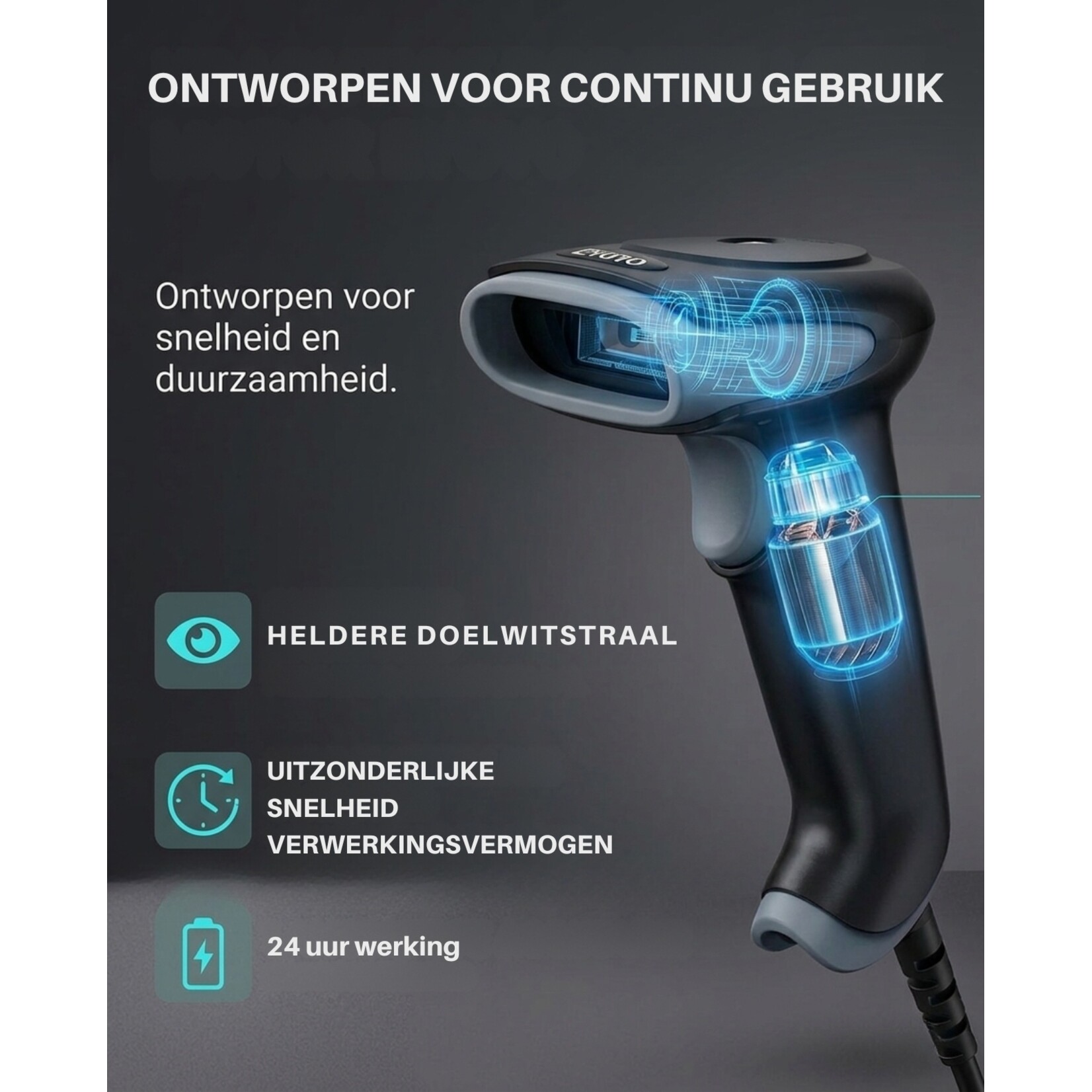 Dutch Wanted Eyoyo - Handheld scanner - Barcode scanner - Handheld scanner - Professional scanner - QR code scanner - EAN and QR codes