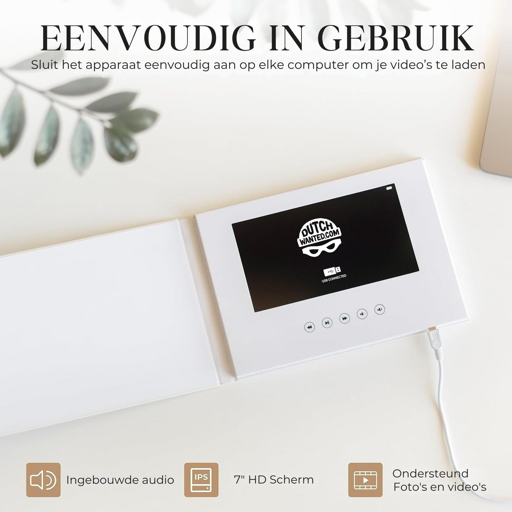 Dutch Wanted Dutch Wanted Photo Album – Video Book with LCD Screen – Greeting Card – Video Book with Horizontal Screen – Wedding Gift - Our Wedding