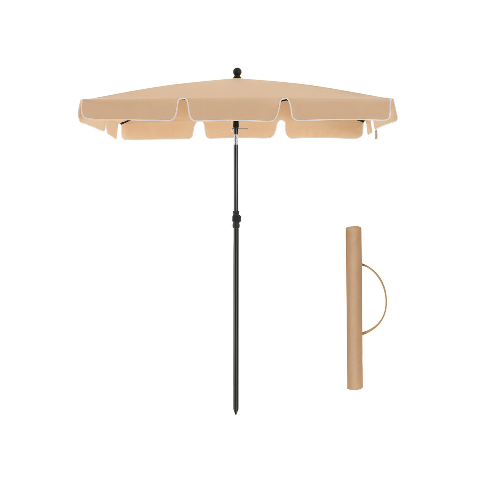 Bobbel Home Bobbel Home Rechthoekige Tuinparasol -200x125 cm - UV bescherming tot UPF 50+ - Opvouwbaar - Met PA coating - Tuin - Terras - Zonder standaard - Beige