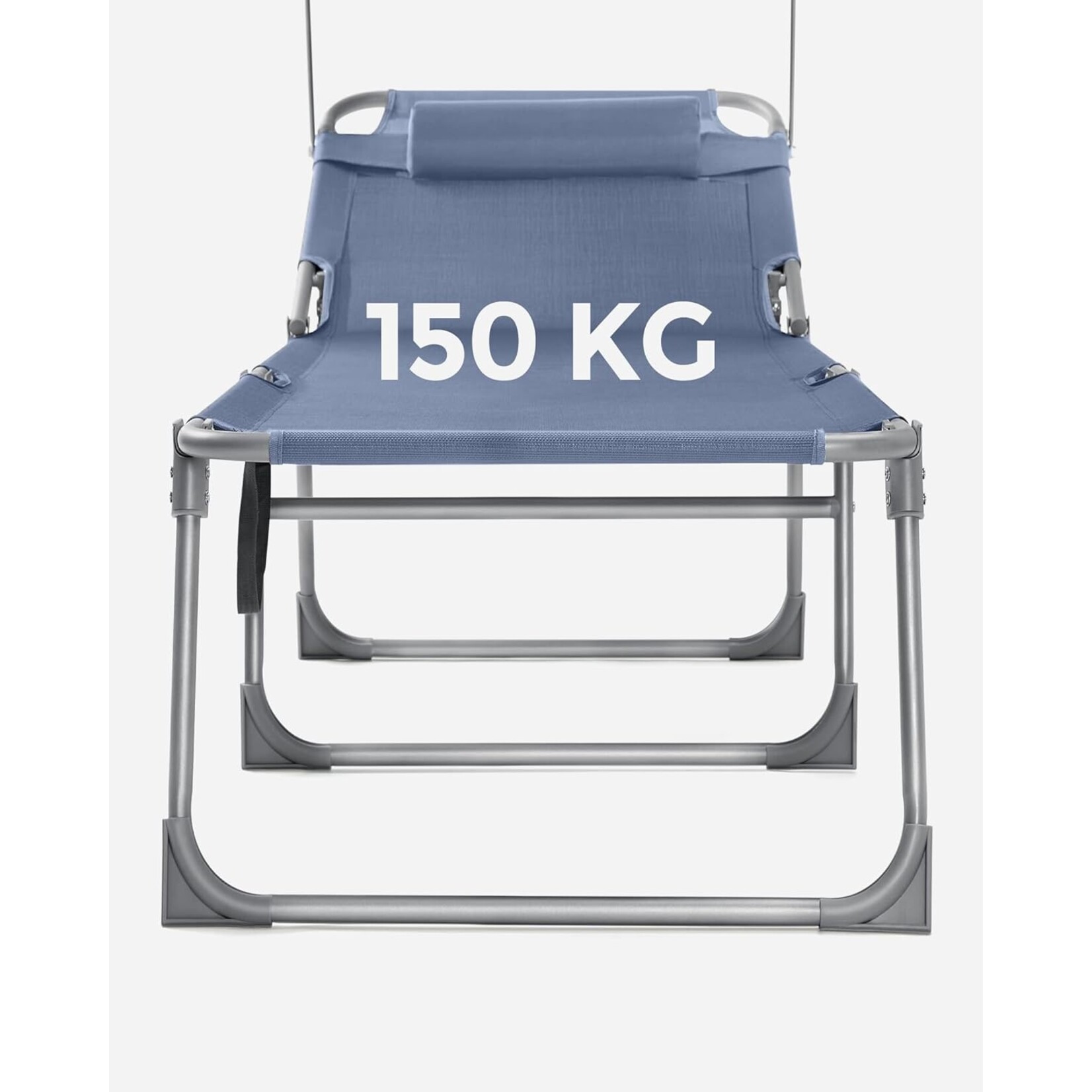 Bobbel Home Bobbel Home Ligbed – Opklapbaar – Met Zonwering – Blauw – Mobiel Strandbed