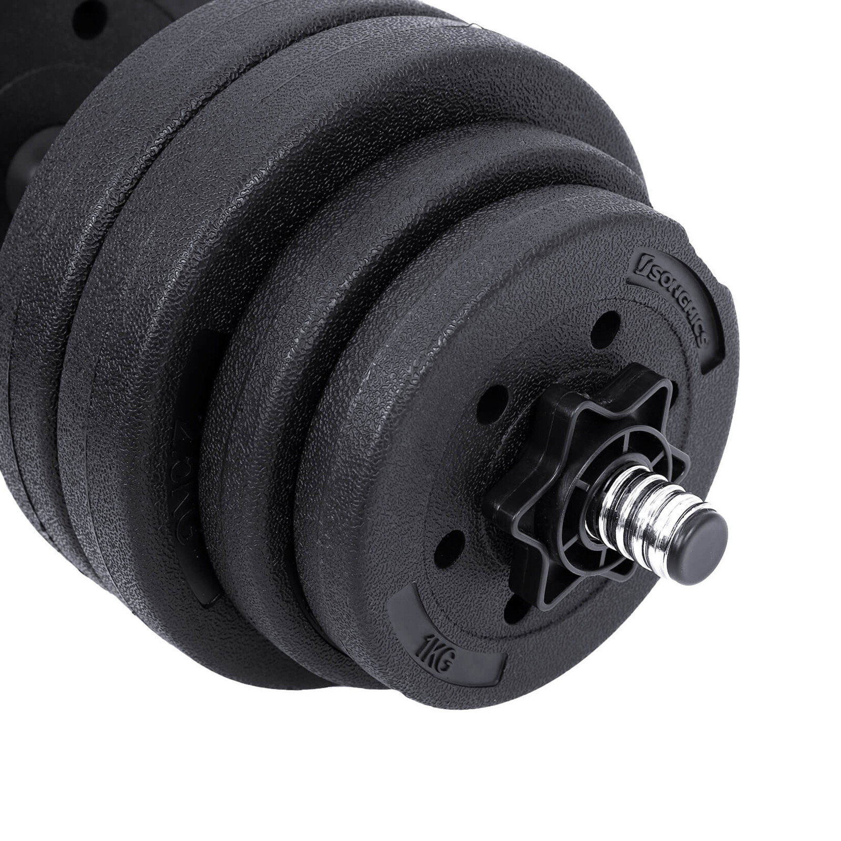 Bobbel Home Adjustable Plastic Dumbbell Set - Steel Connecting Bar - Short Dumbbell Set 2x 15 kg - 30 kg - Workout Set - Fitness Set