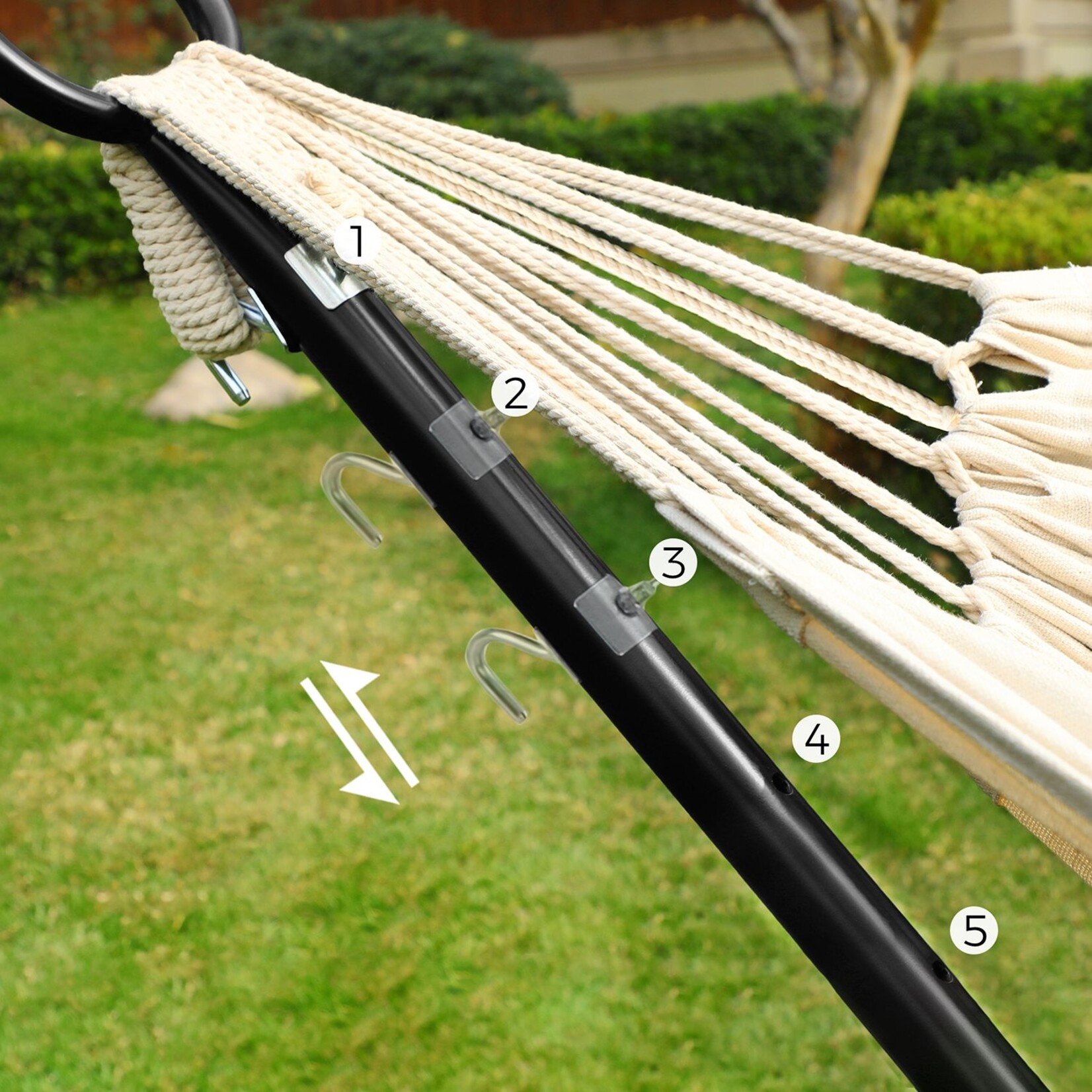 Bobbel Home Bobbel Home Hammock Set with Stand - Outdoor Hammock - Cotton-polyester fabric - Breathable comfort - Sturdy metal frame - 300 cm x 90 cm x 95 cm