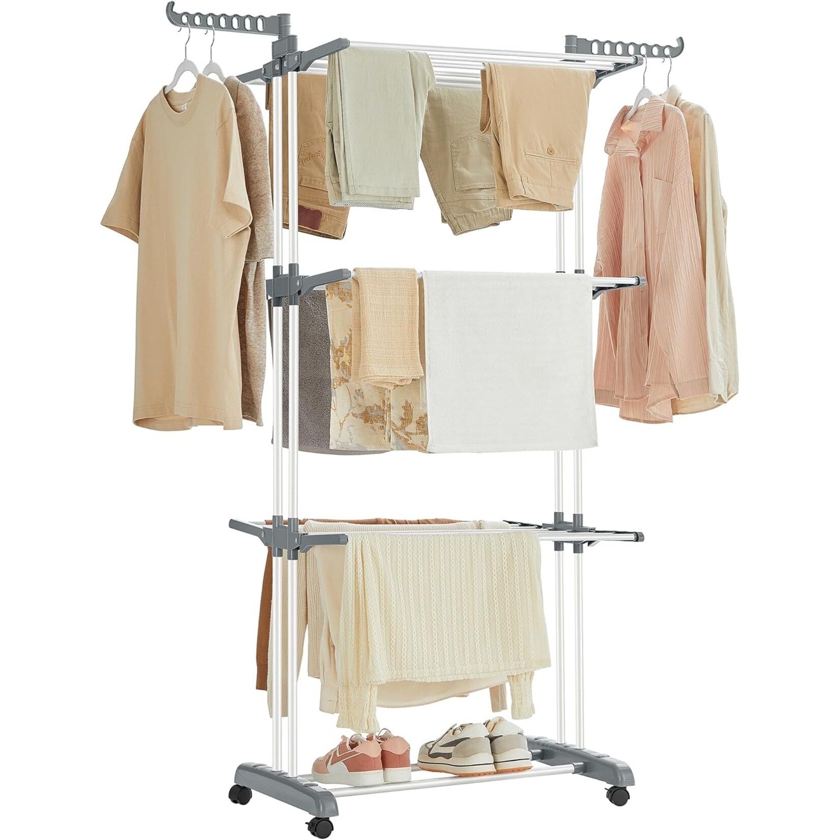 Bobbel Home Bobbel Home Kleding droogrek - Opvouwbaar Wasrek - Roestvrijstalen Standaard - Droogrek - 63,5 x 128,02 x 172,97 cm
