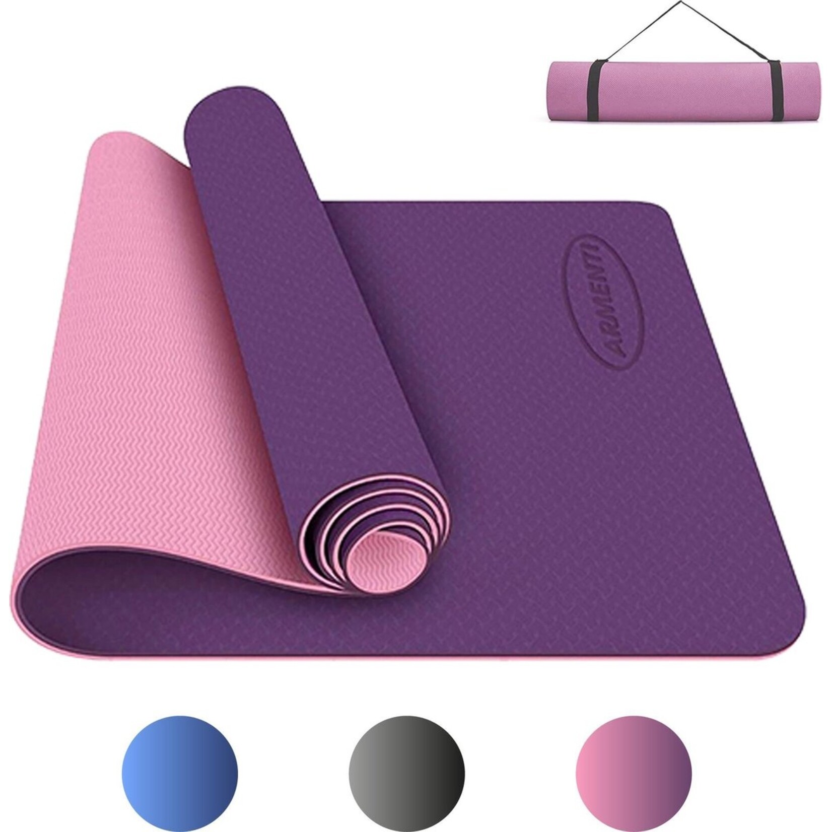 Bobbel Home Bobbel Home - Premium Yoga mat - Anti slip -Extra dik - Inclusief Draagtas - Fitness - Pilates mat - Sport Mat - 183 x 60 cm - Roze