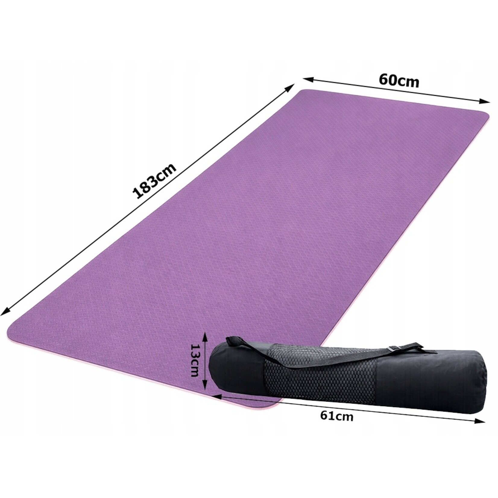 Bobbel Home Bobbel Home Luxury Yoga Mat - TPEAntislip - Fitness Mat for Yoga, Pilates & Home Workouts - 180x60cm - Purple / Pink