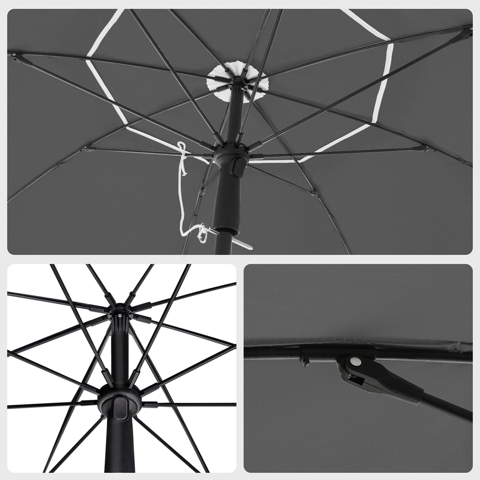 Bobbel Home Parasol Strandparasol - Ø160 cm - UPF 50+ UV Bescherming - Kantelbaar - Lichtgewicht - Inclusief Draagtas - Grijs