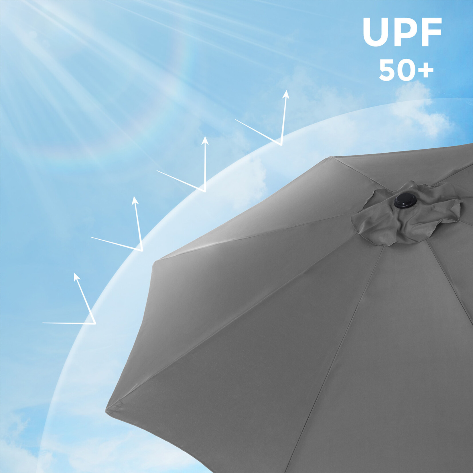 Bobbel Home Parasol Tuinparasol - Ø300 cm - UPF 50+ UV Bescherming - Kantelbaar - Met Draaisysteem - Waterafstotend - Grijs
