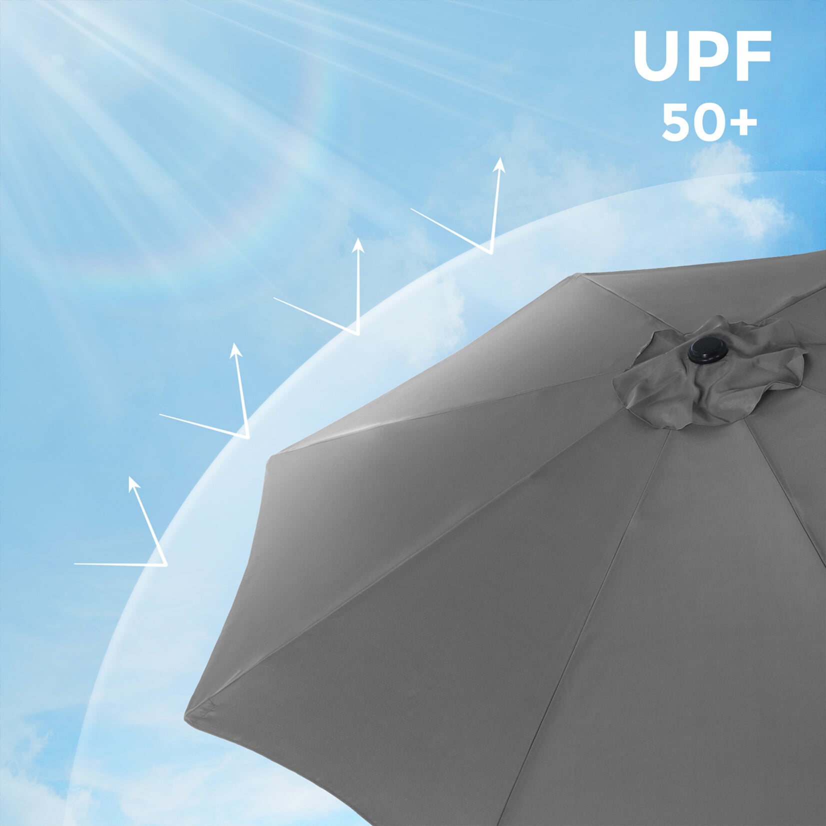 Parya Garden Bobbel Home Parasol Tuinparasol - Ø300 cm - UPF 50+ UV Bescherming - Kantelbaar - Met Draaisysteem - Waterafstotend - Grijs