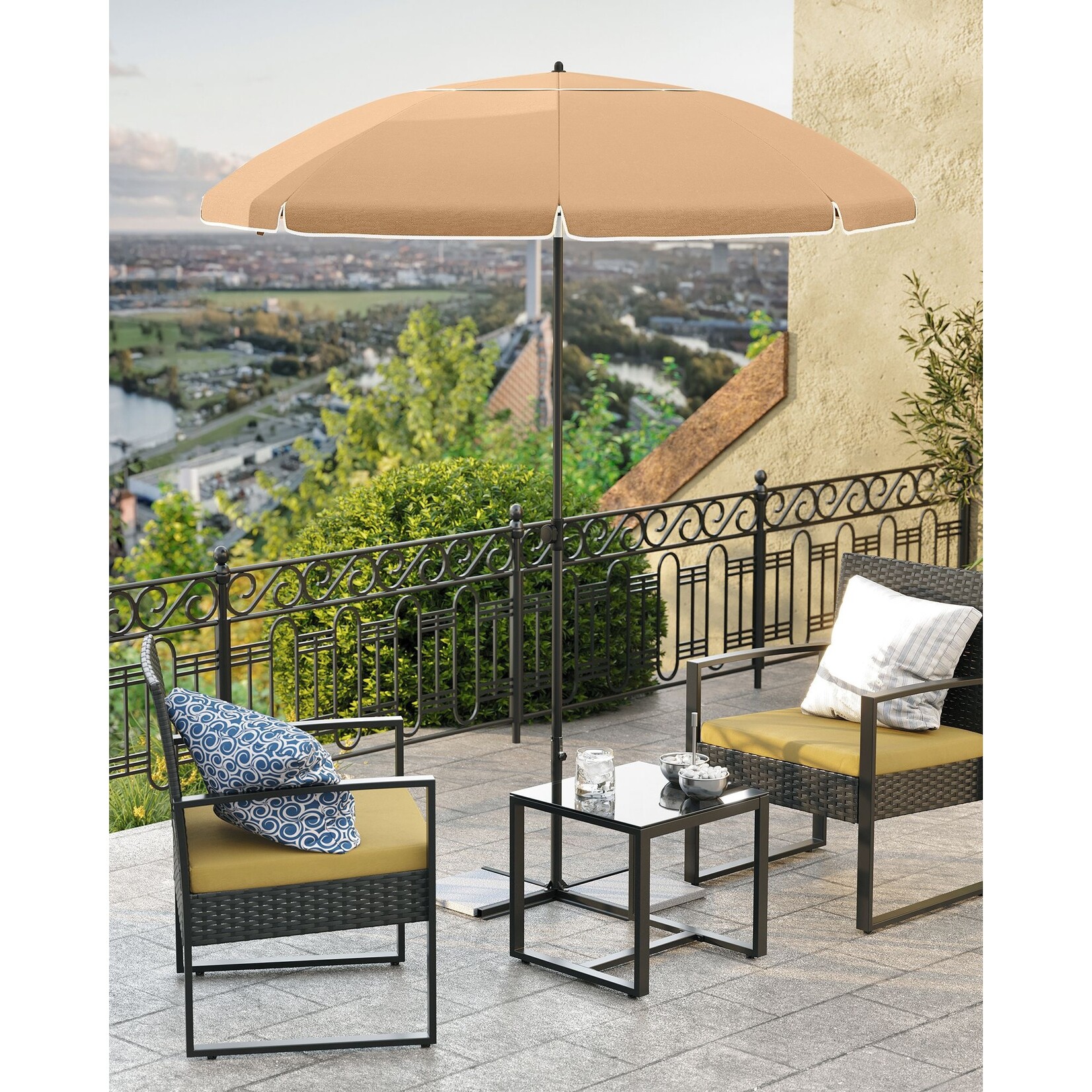Bobbel Home Parasol Strandparasol - Ø160 cm - UPF 50+ UV Bescherming - Kantelbaar - Lichtgewicht - Inclusief Draagtas - Taupe