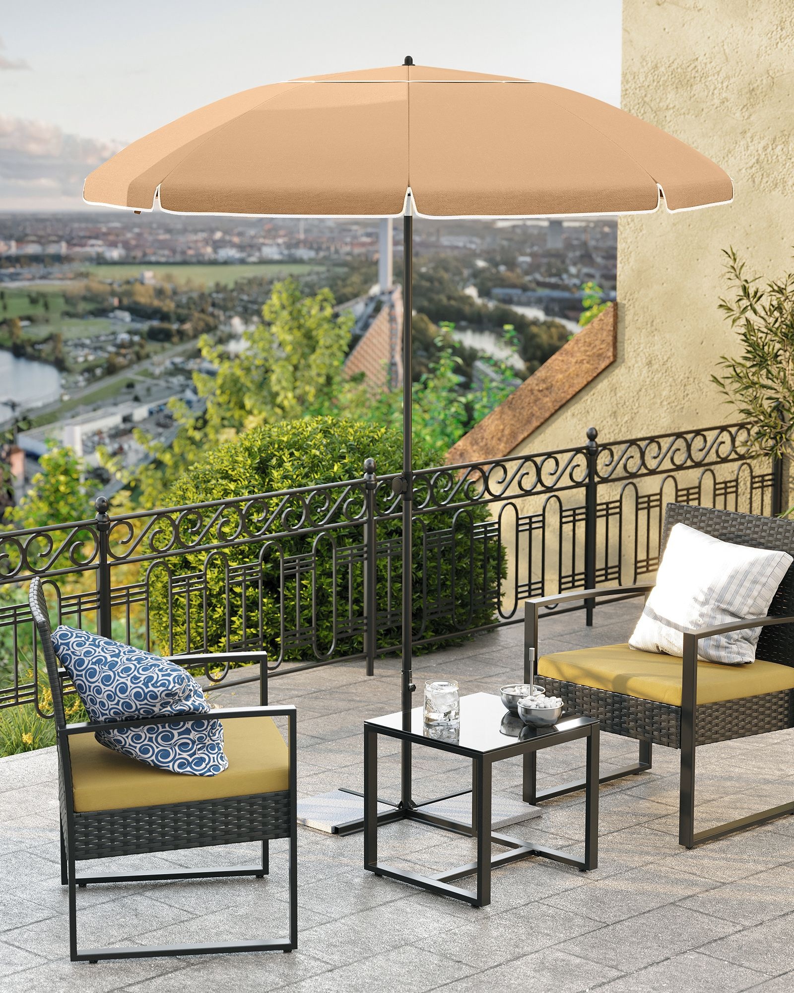 Bobbel Home  Parasol Strandparasol - Ø160 cm - UPF 50+ UV Bescherming - Kantelbaar - Lichtgewicht - Inclusief Draagtas - Taupe