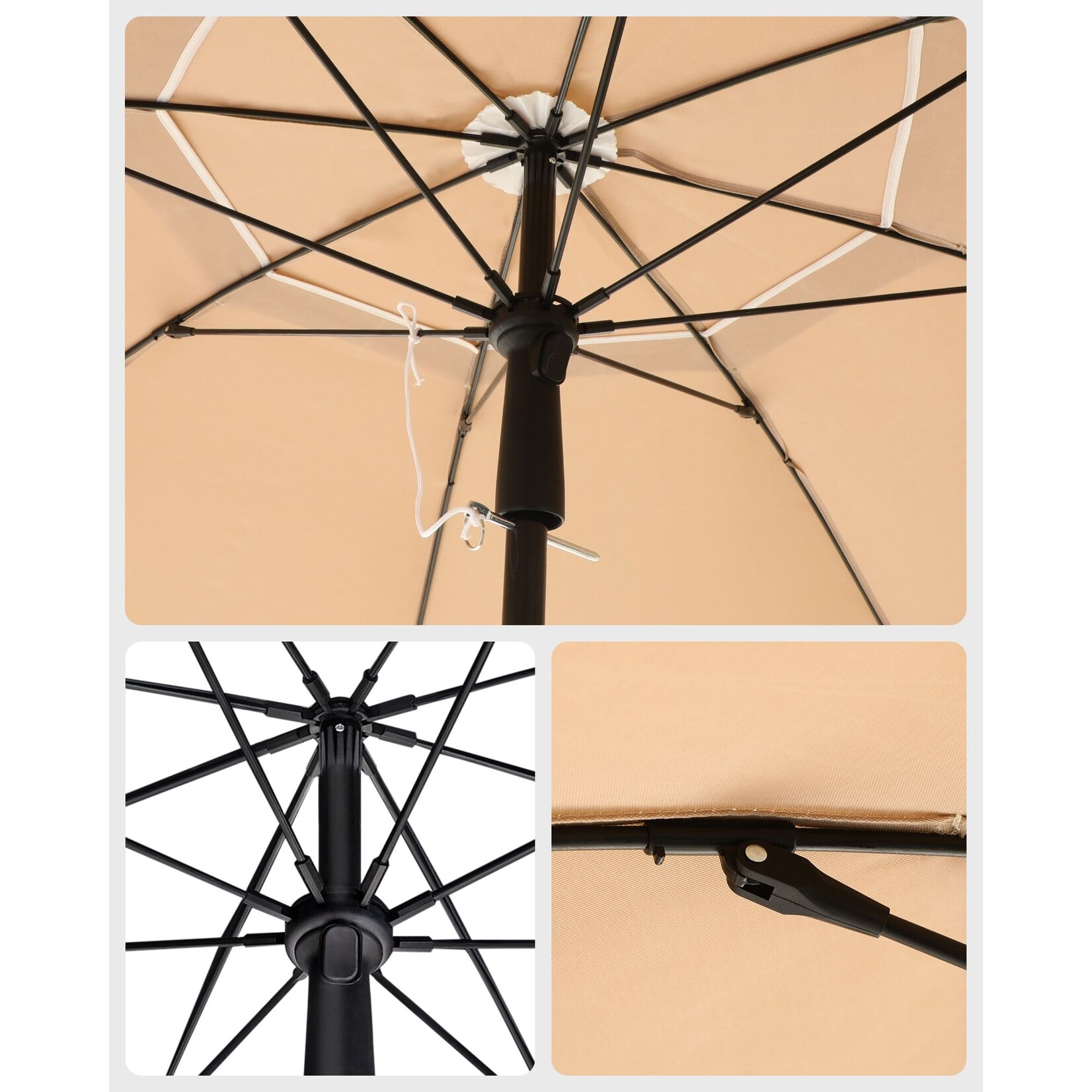 Bobbel Home Parasol Strandparasol - Ø160 cm - UPF 50+ UV Bescherming - Kantelbaar - Lichtgewicht - Inclusief Draagtas - Taupe