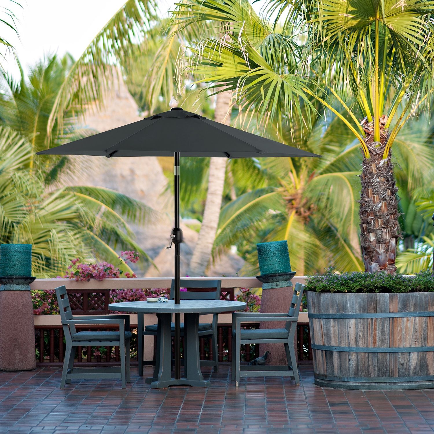 Bobbel Home Parasol Tuinparasol - Ø200 cm - UPF 50+ UV Bescherming - Kantelbaar - Met Draaisysteem - Waterafstotend - Grijs