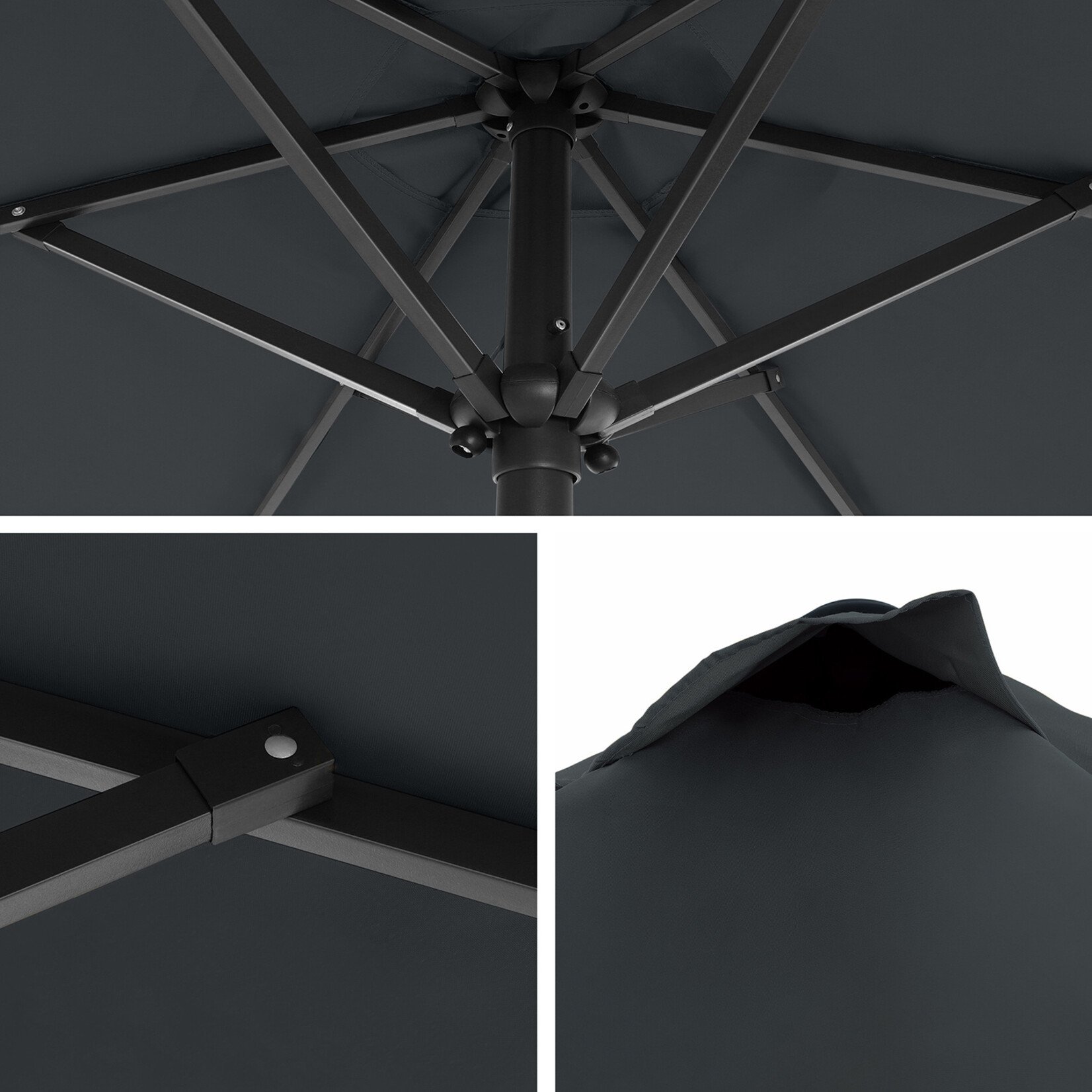 Bobbel Home Bobbel Home Parasol Tuinparasol - Ø200 cm - UPF 50+ UV Bescherming - Kantelbaar - Met Draaisysteem - Waterafstotend - Grijs