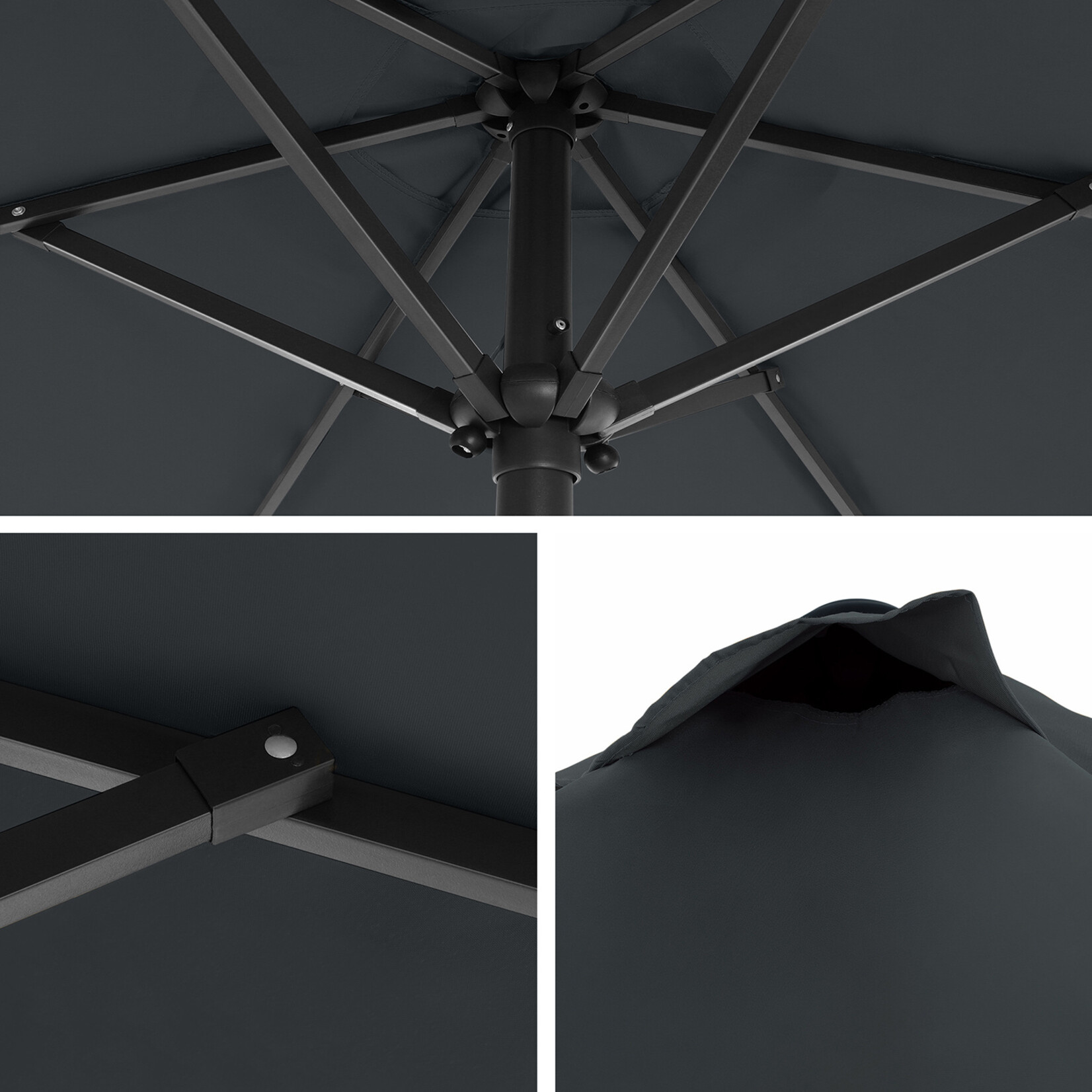Bobbel Home Parasol Tuinparasol - Ø200 cm - UPF 50+ UV Bescherming - Kantelbaar - Met Draaisysteem - Waterafstotend - Grijs
