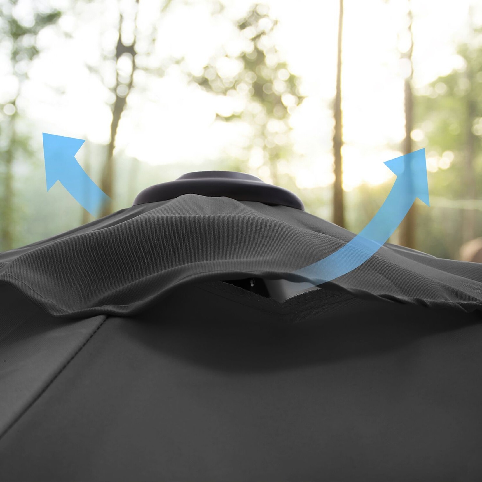 Bobbel Home Garden Parasol Umbrella - 200 cm - UPF 50+ UV Protection - Tilt Function - Crank Handle - Water Resistant - Grey