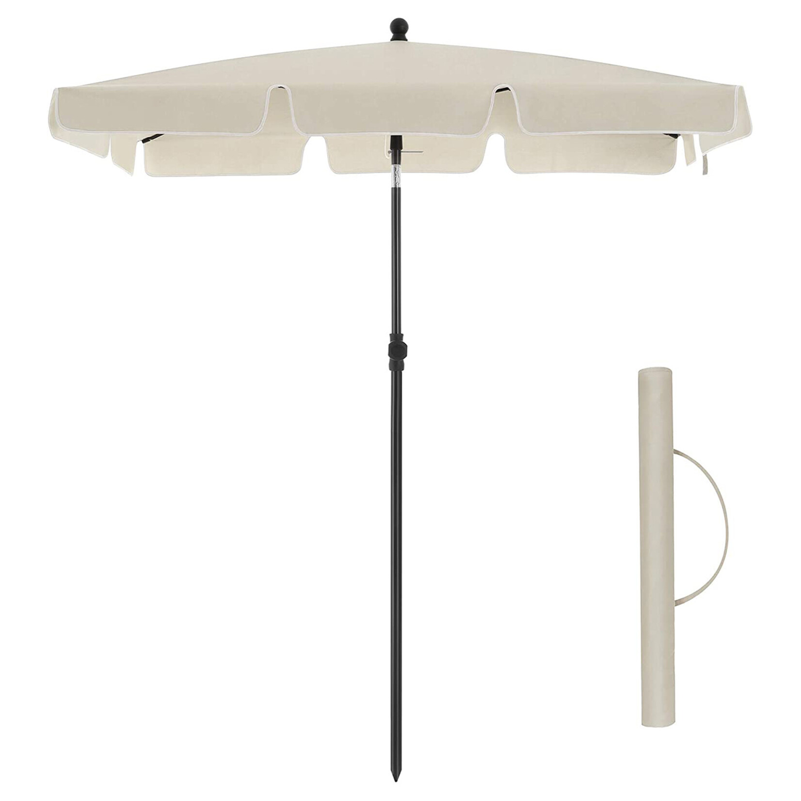 Bobbel Home Balcony Parasol - 200 x 125 cm - UPF 50+ UV Protection - Tilt and Height Adjustable - Lightweight - With Carry Bag - Beige