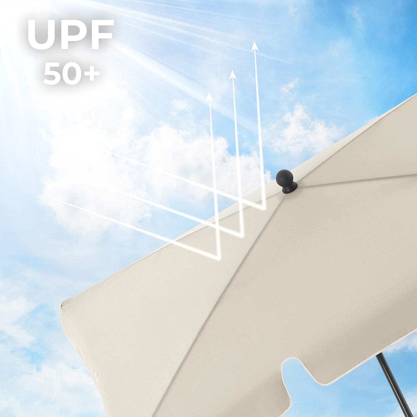 Bobbel Home Balkon Parasol - 200 x 125 cm - UPF 50+ UV Bescherming - Kantelbaar en Verstelbaar - Lichtgewicht - Inclusief Draagtas - Beige