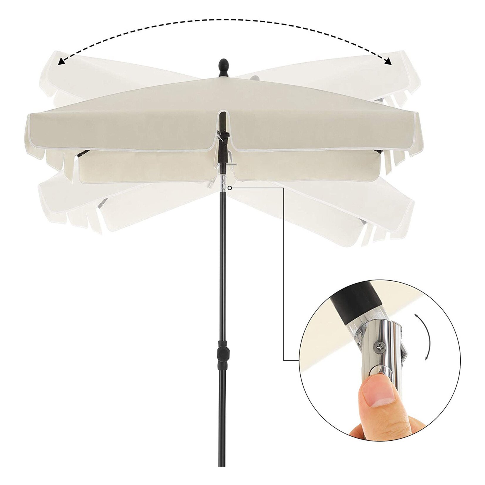 Bobbel Home Bobbel Home Balcony Parasol - 200 x 125 cm - UPF 50+ UV Protection - Tilt and Height Adjustable - Lightweight - With Carry Bag - Beige
