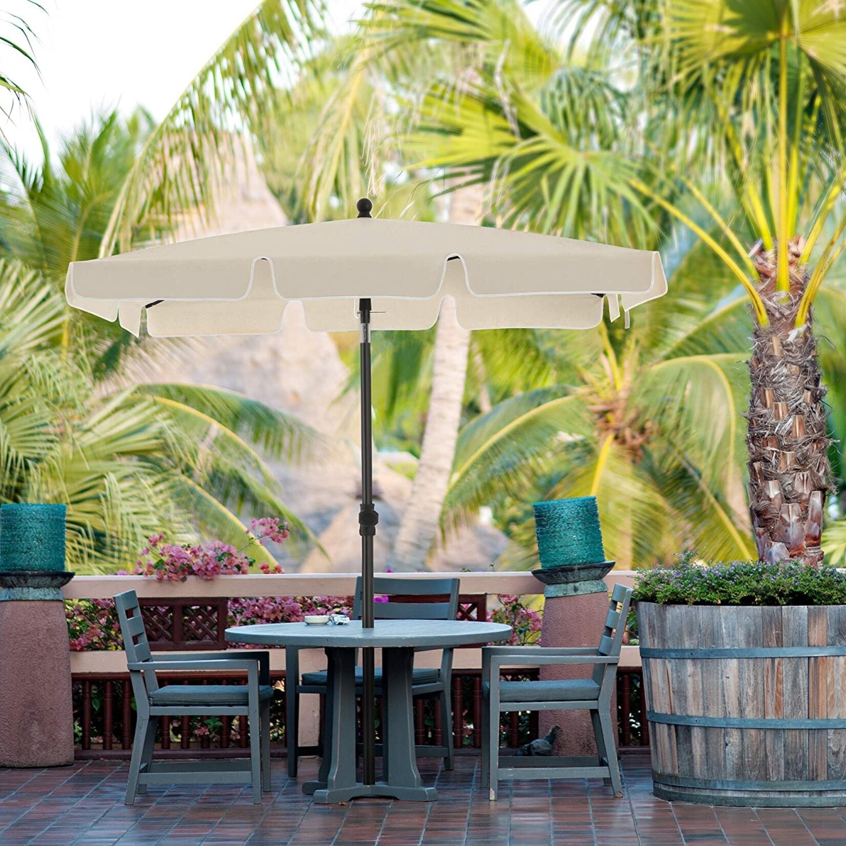 Bobbel Home Balcony Parasol - 200 x 125 cm - UPF 50+ UV Protection - Tilt and Height Adjustable - Lightweight - With Carry Bag - Beige