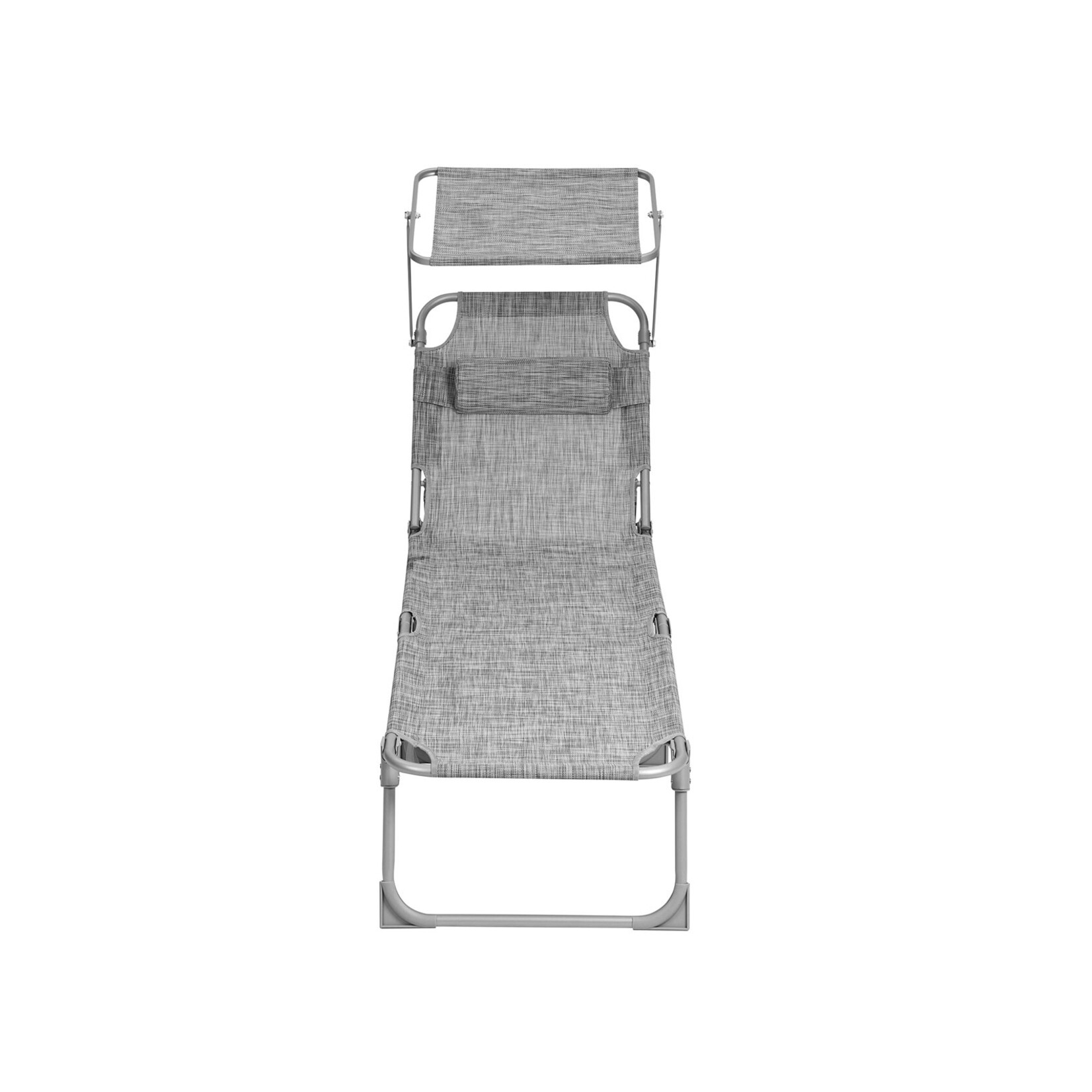 Bobbel Home Bobbel Home Sun Lounger – Foldable – Headrest - Sunroof - Sunshade - Adjustable backrest - Foldable - Grey - Aluminium - 55 x 193 x 31 cm