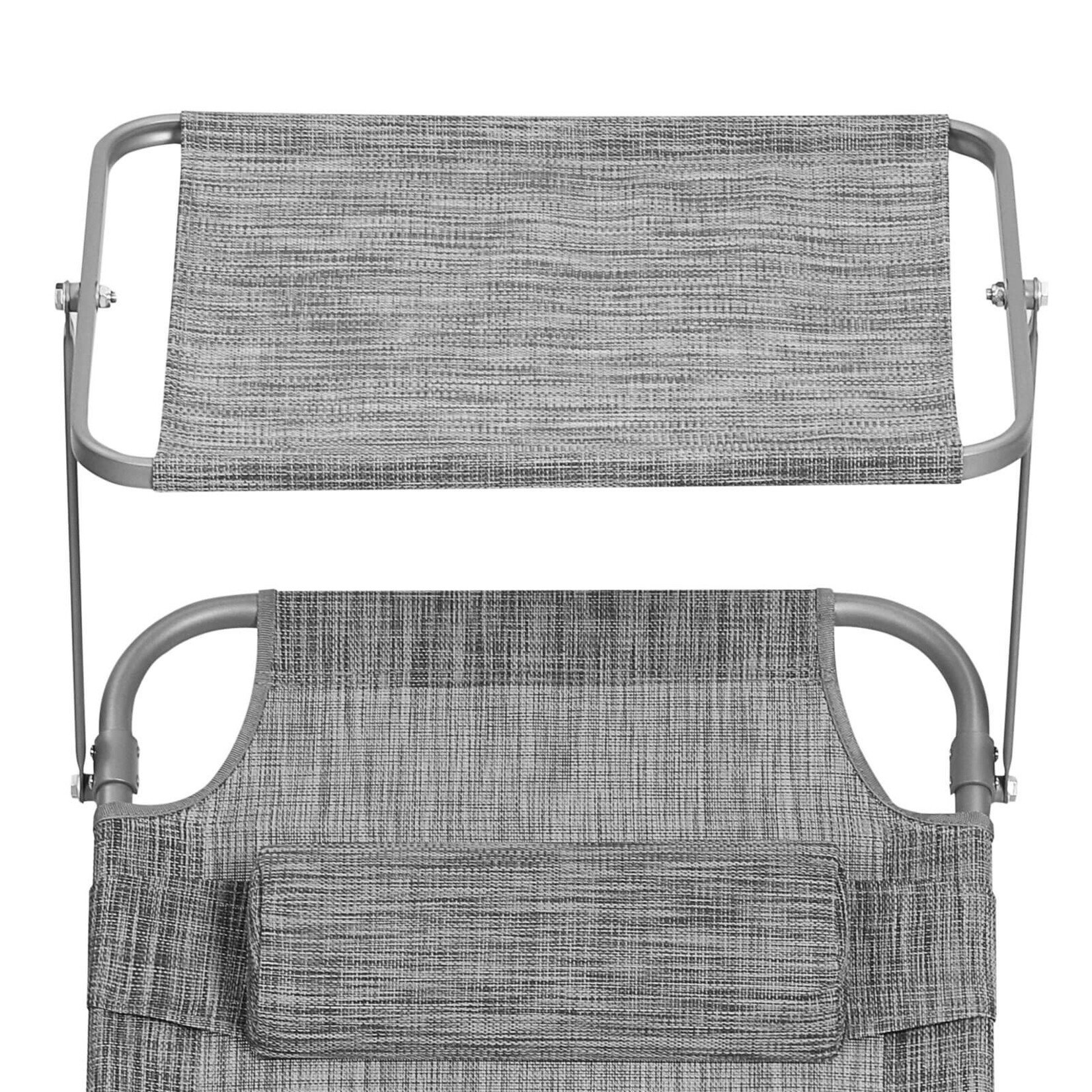 Bobbel Home Bobbel Home Ligbed – Opklapbaar - Hoofdsteun - Schuifdak - Zonwering - Rugleuning Verstelbaar - Opklapbaar - Grijs - Aluminium - 55 x 193 x 31 cm