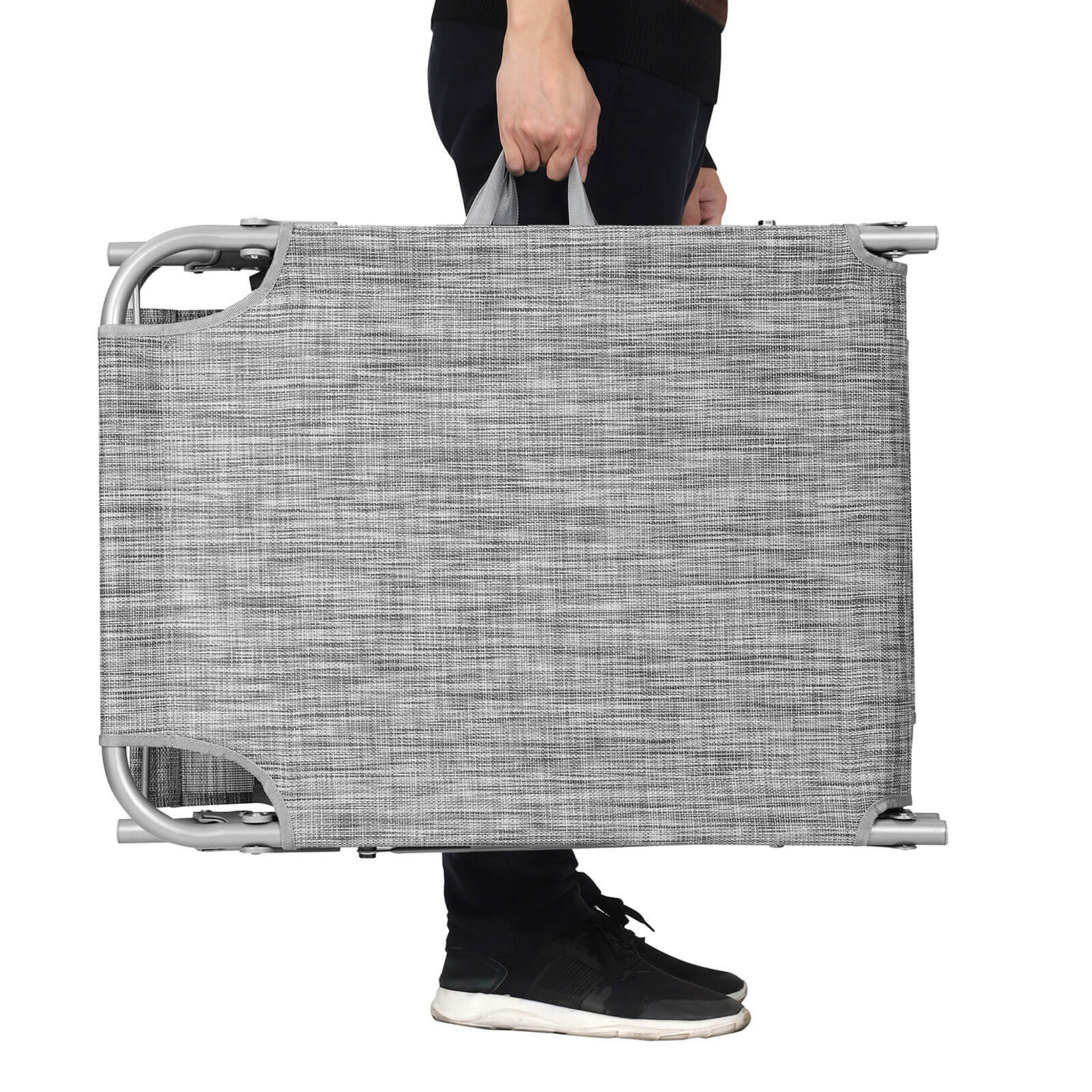 Bobbel Home Bobbel Home Ligbed – Opklapbaar - Hoofdsteun - Schuifdak - Zonwering - Rugleuning Verstelbaar - Opklapbaar - Grijs - Aluminium - 55 x 193 x 31 cm