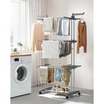Bobbel Home Clothes Drying Rack - 4 Tier - Foldable - With Wheels and Hooks - 35 kg Capacity - Grey
