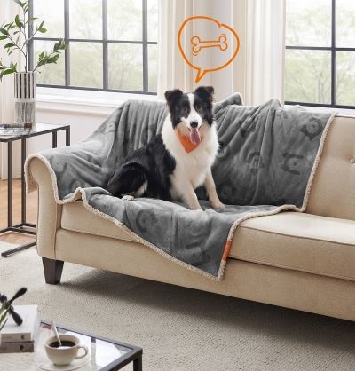 Bobbel Home Hondendeken Waterdicht - 150 x 125 cm - Dubbelzijdig Sherpa en Flanel - Anti Slip - Wasbaar - Grijs