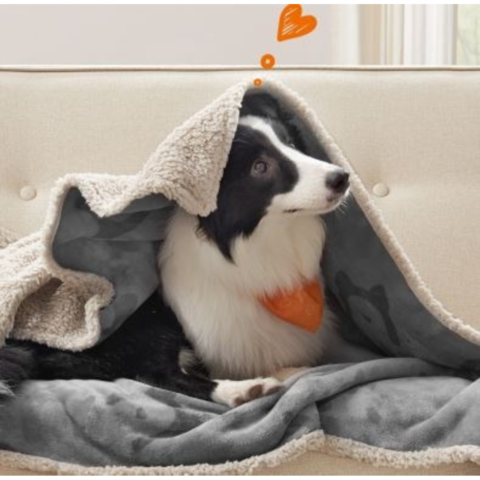 Bobbel Home Waterproof Dog Blanket - 150 x 125 cm - Reversible Sherpa and Flannel - Non Slip - Washable - Grey